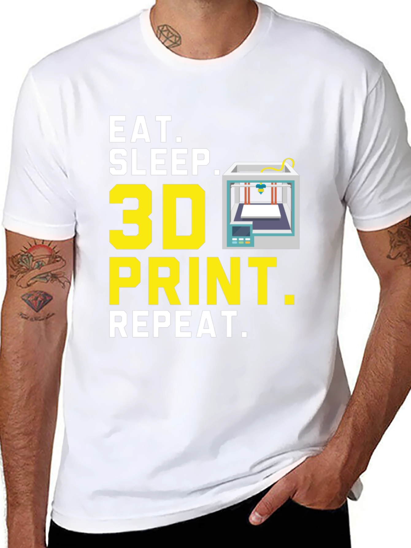 Eat Sleep 3D Print Repeat Black Graphic Tee