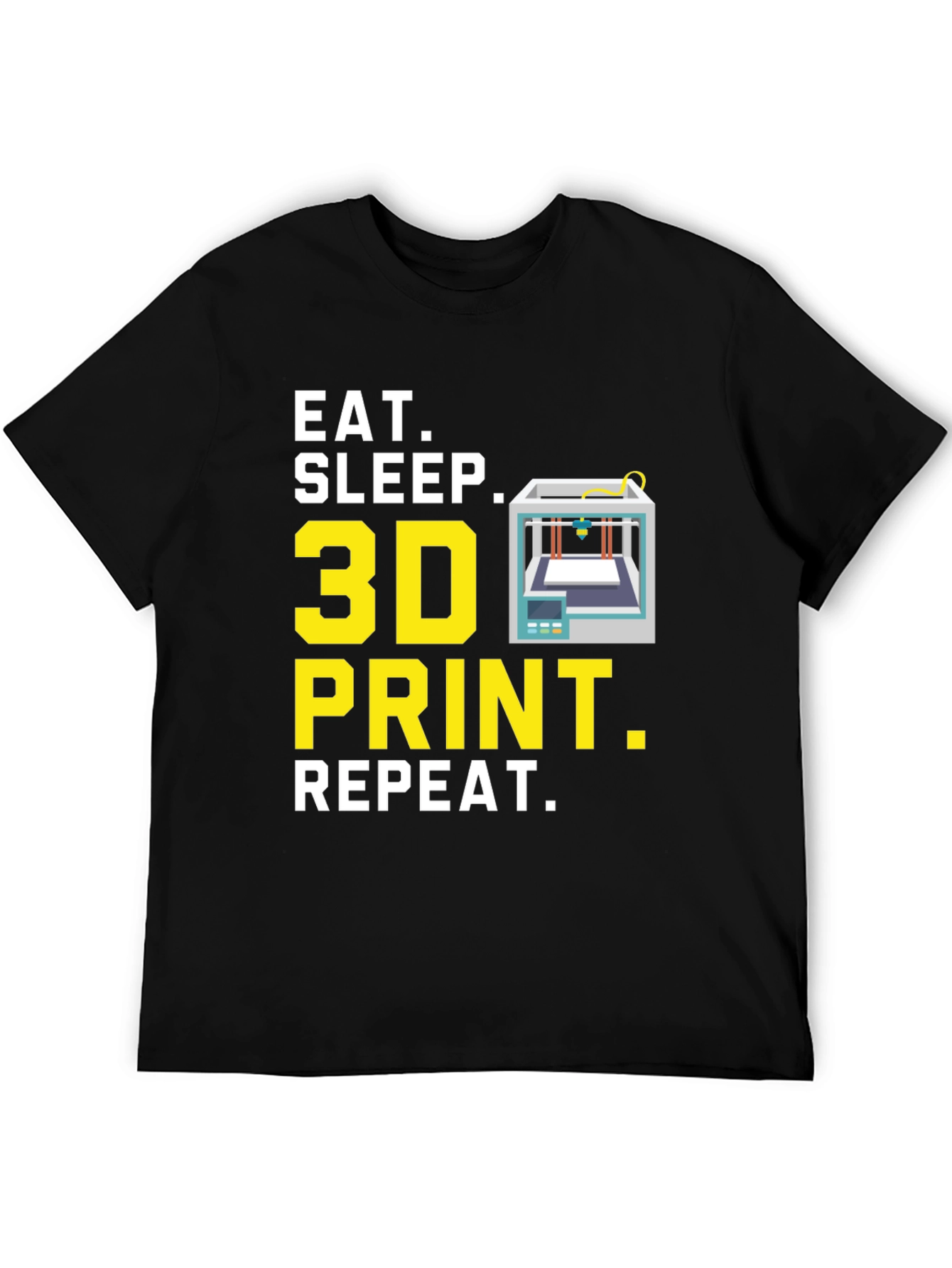 Eat Sleep 3D Print Repeat Black Graphic Tee
