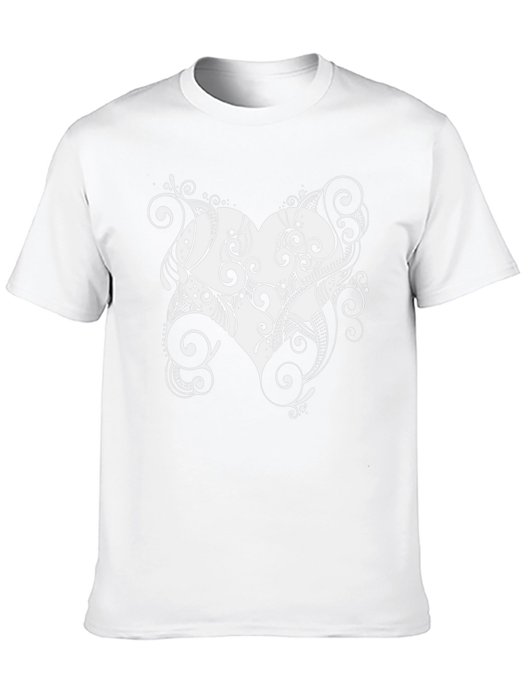 Stylish Black Tee with Heart Swirl Design