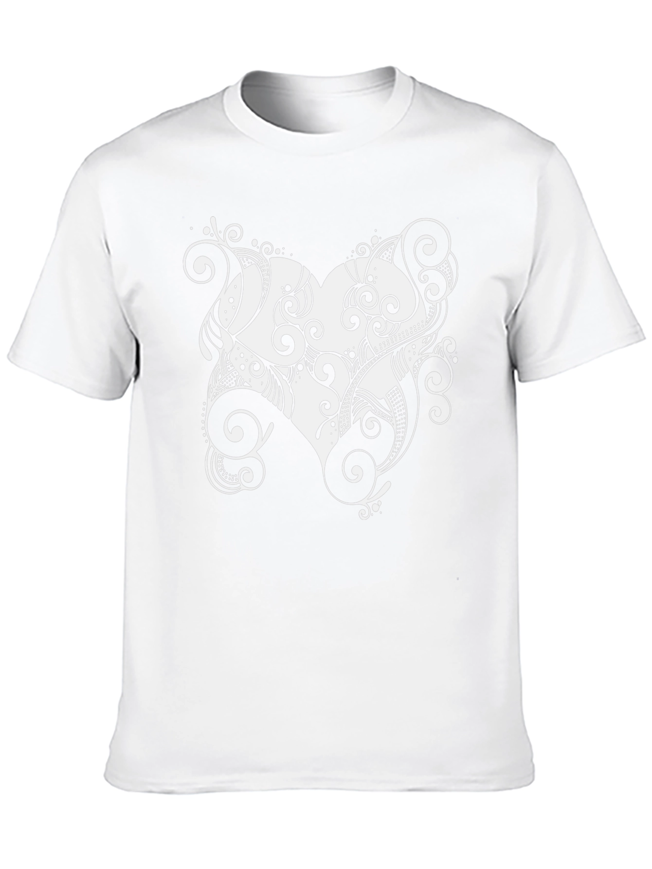 Stylish Black Tee with Heart Swirl Design