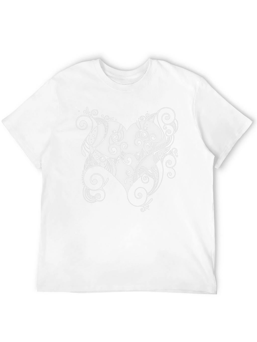 Stylish Black Tee with Heart Swirl Design