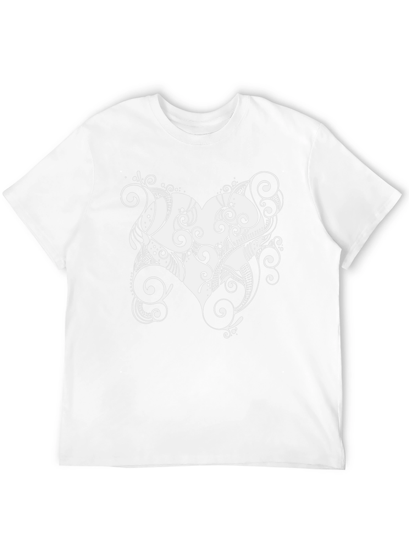 Stylish Black Tee with Heart Swirl Design