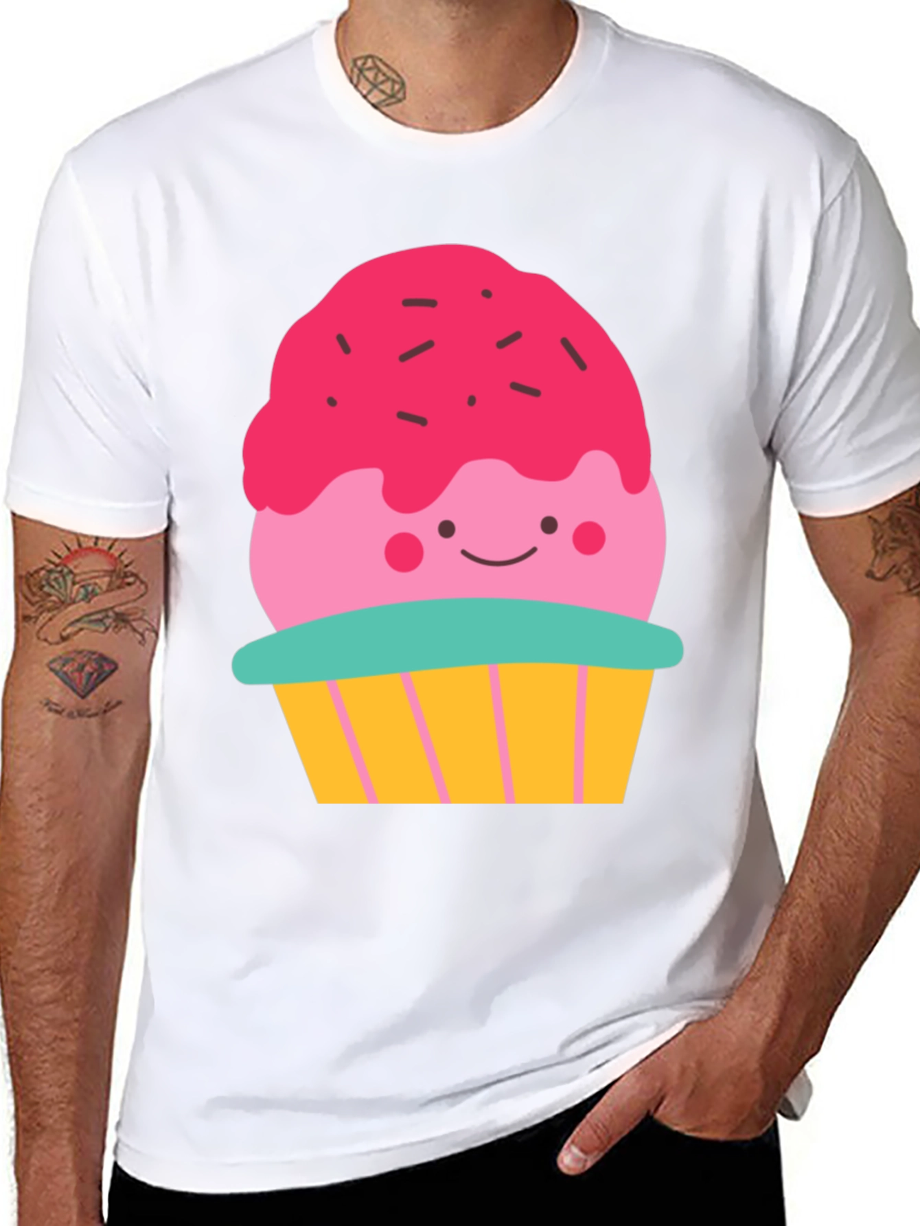 Cute Cupcake Graphic Tee - Black Casual Shirt