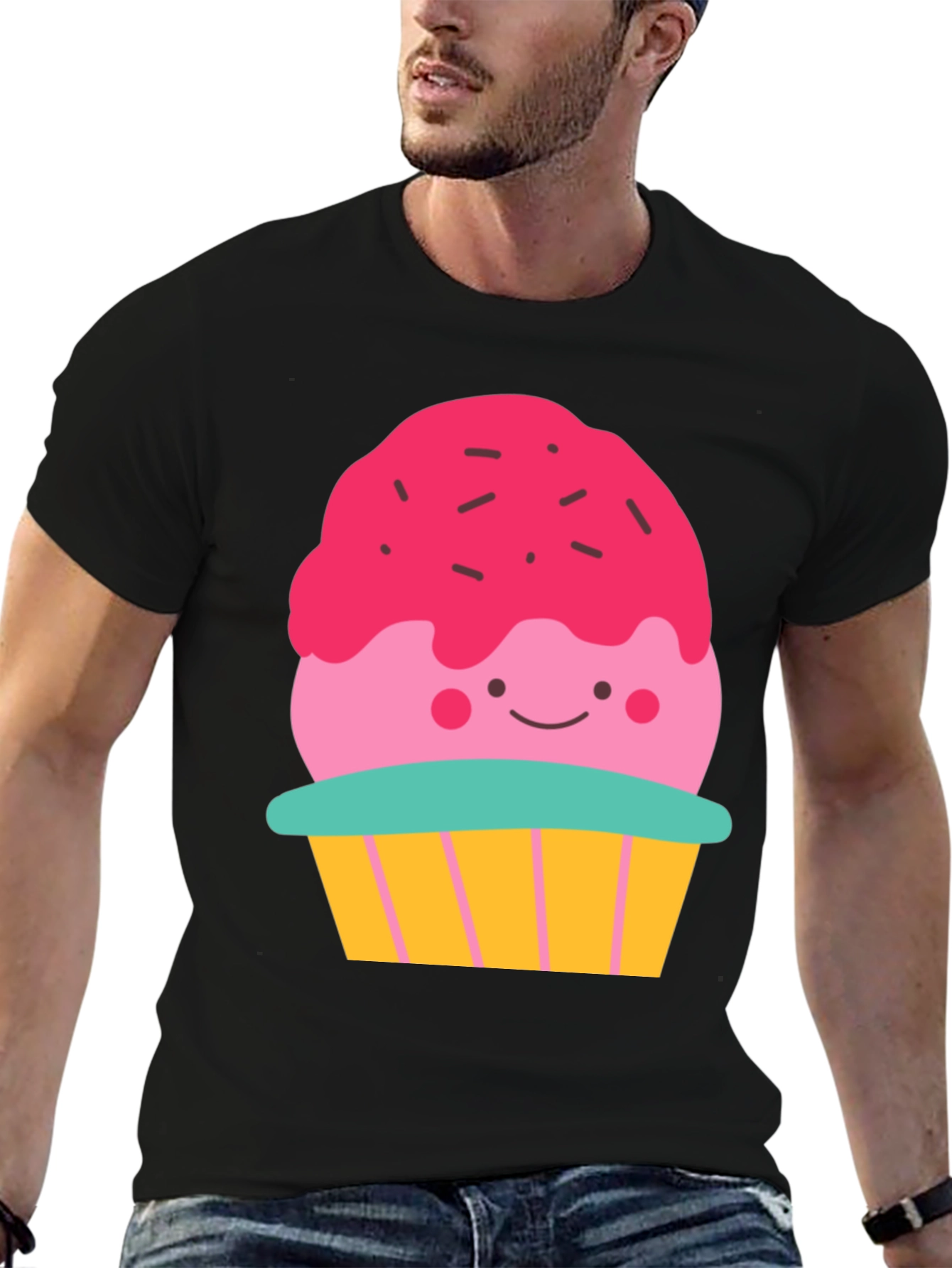 Cute Cupcake Graphic Tee - Black Casual Shirt