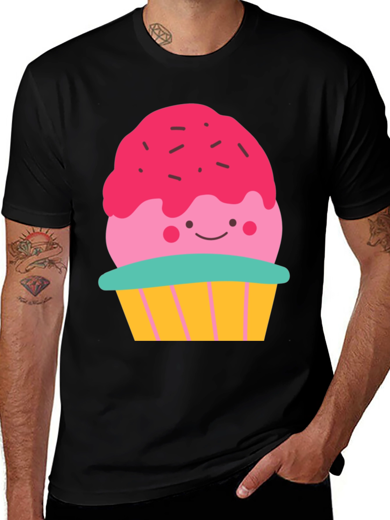 Cute Cupcake Graphic Tee - Black Casual Shirt