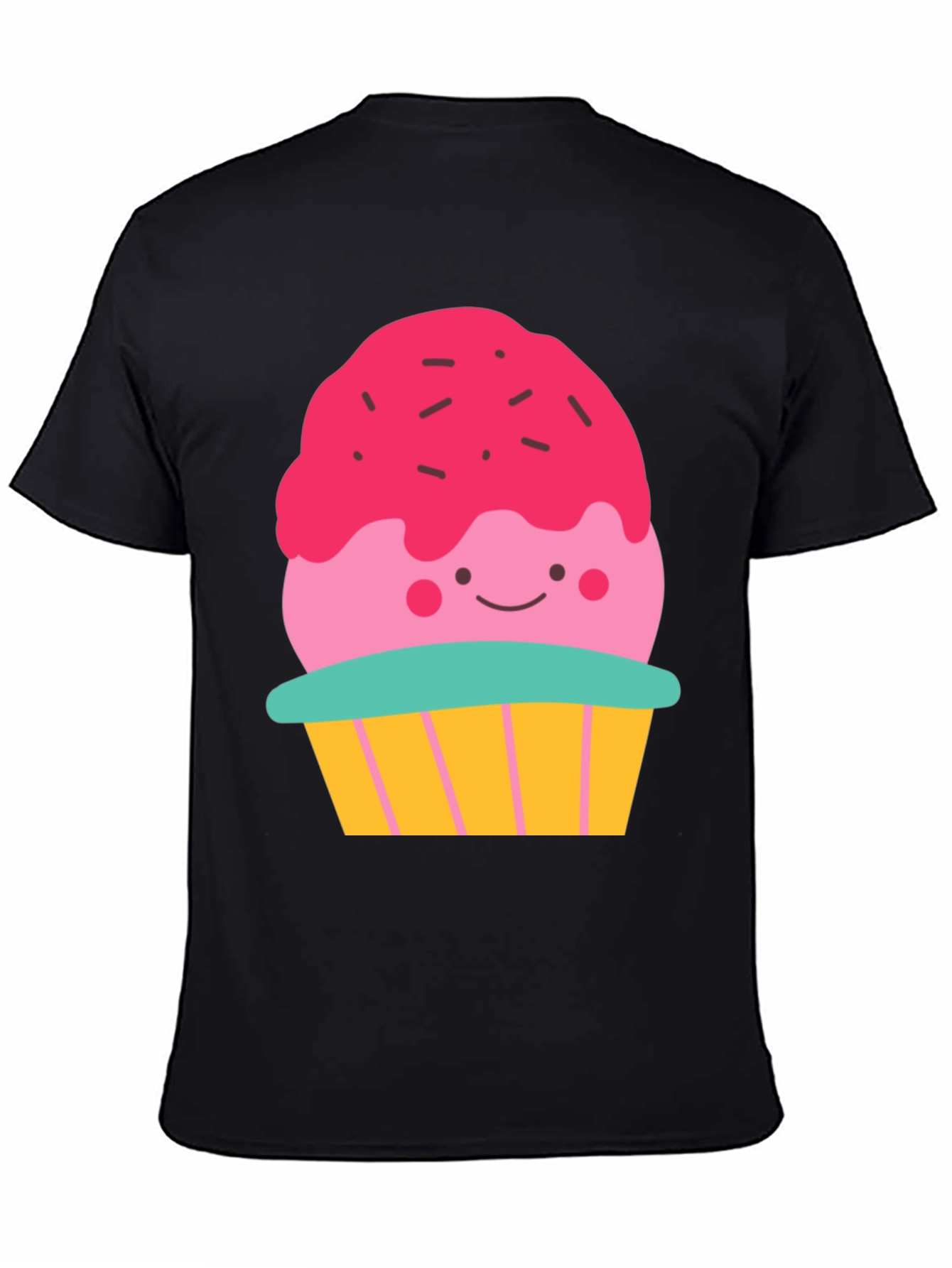 Cute Cupcake Graphic Tee - Black Casual Shirt