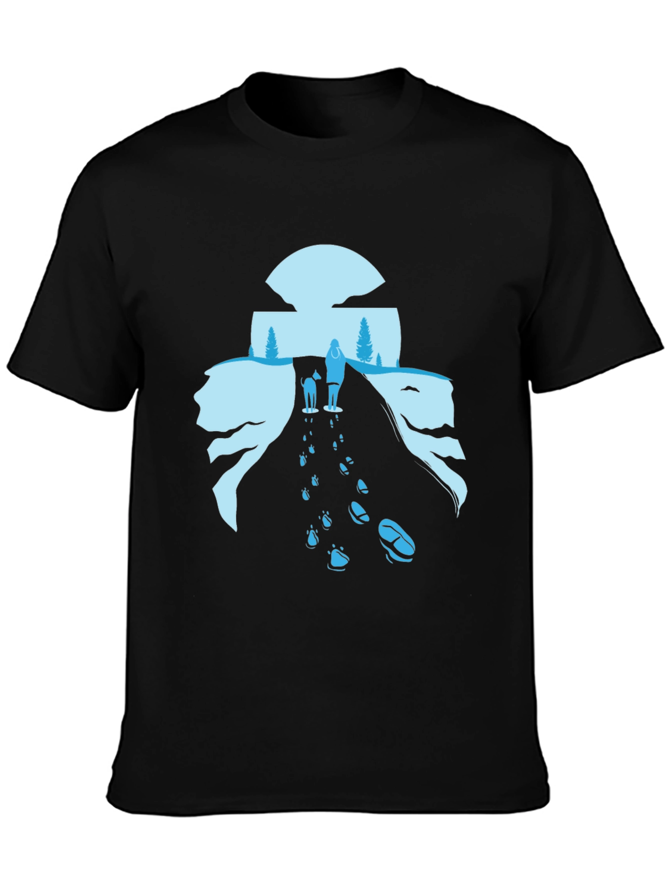 Nature Walk Graphic Tee - Black Cotton Blend