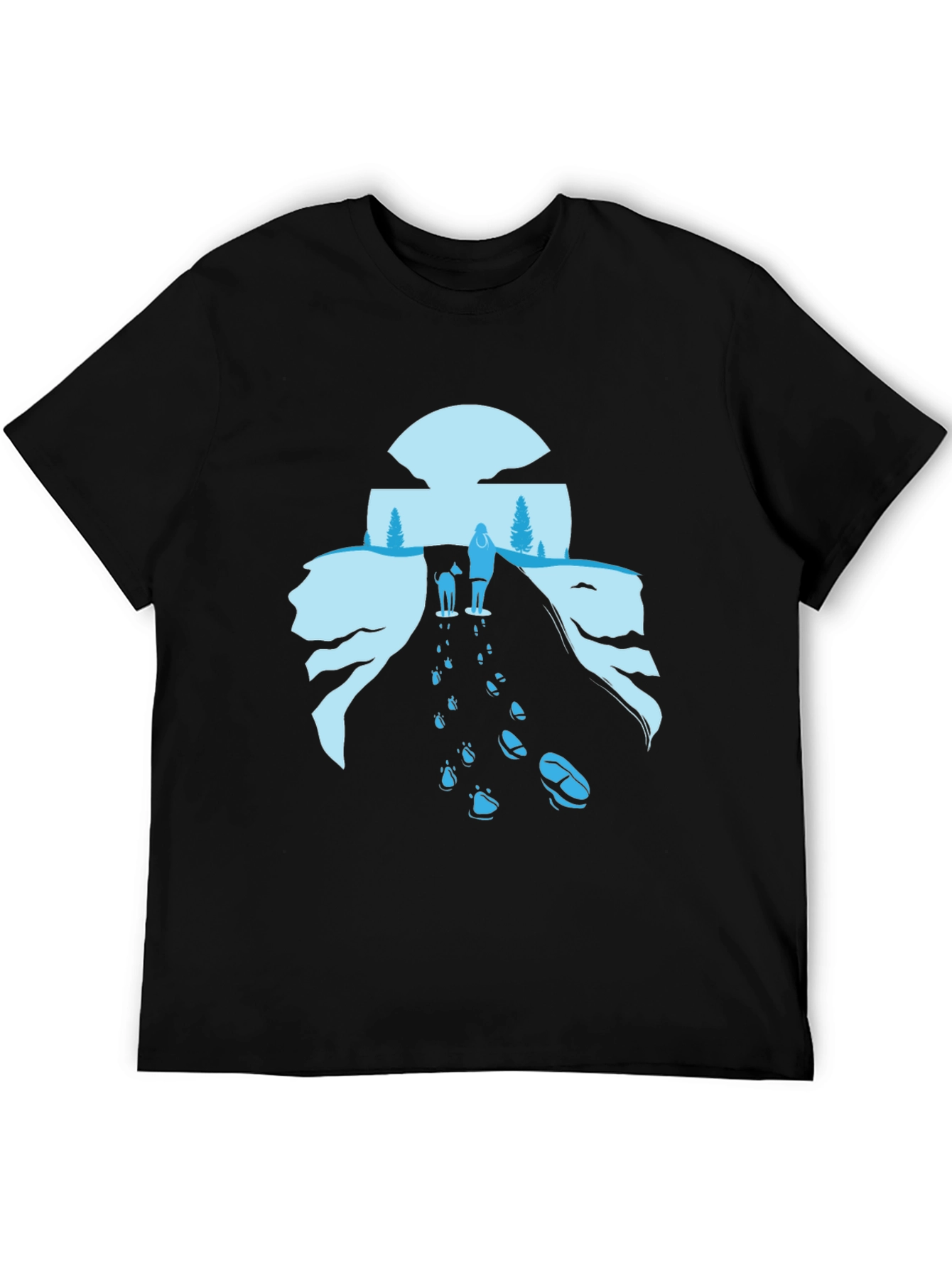 Nature Walk Graphic Tee - Black Cotton Blend