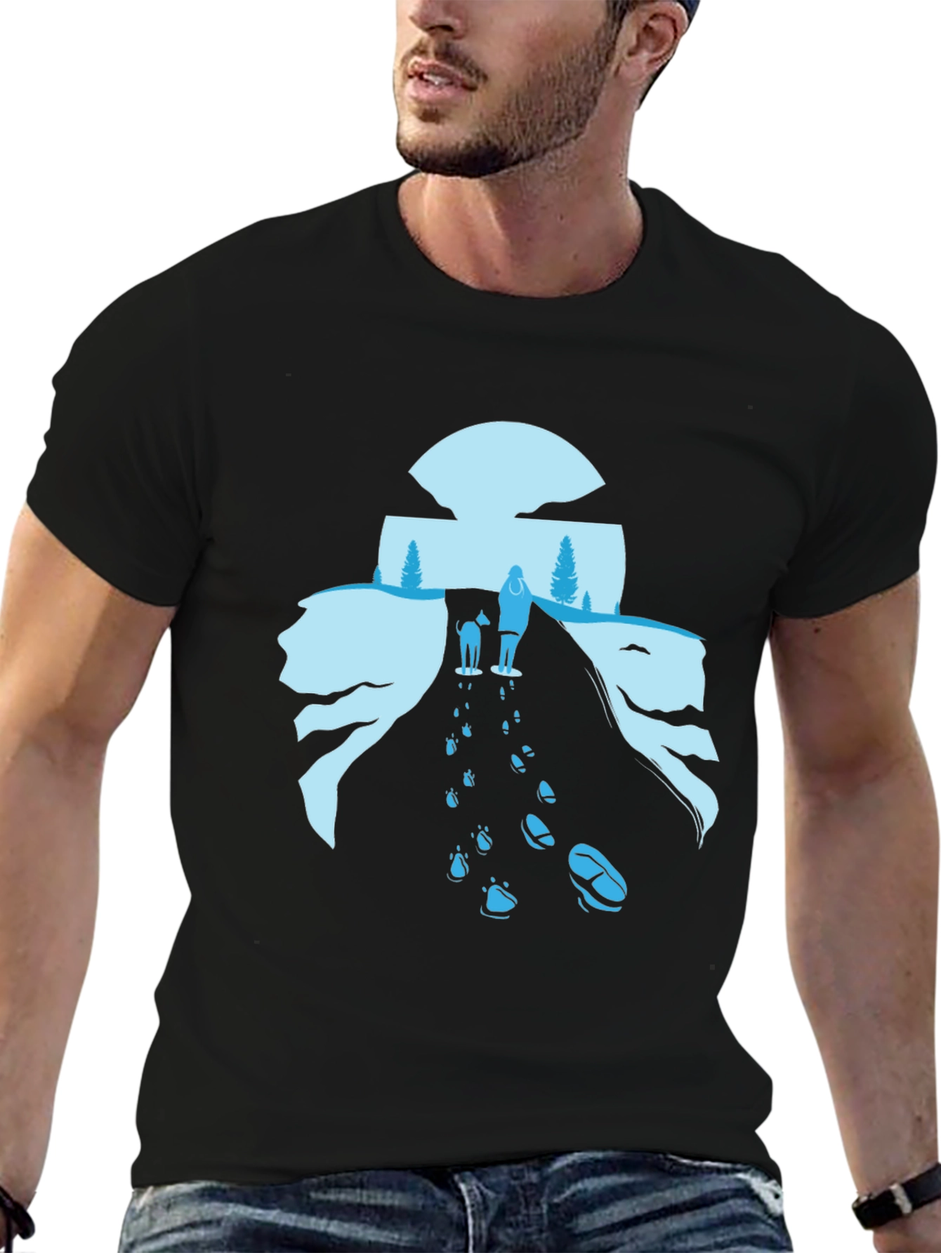 Nature Walk Graphic Tee - Black Cotton Blend