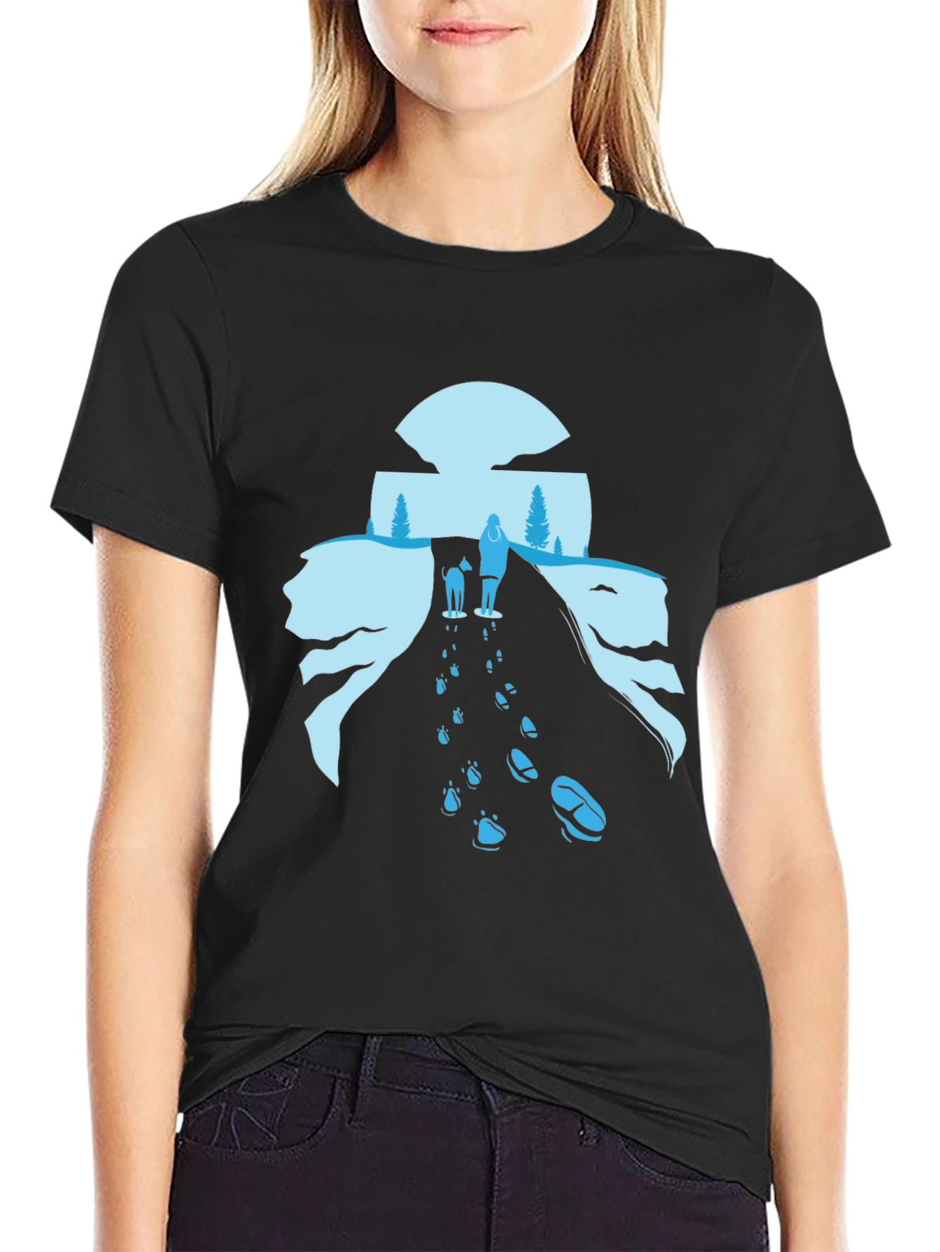 Nature Walk Graphic Tee - Black Cotton Blend