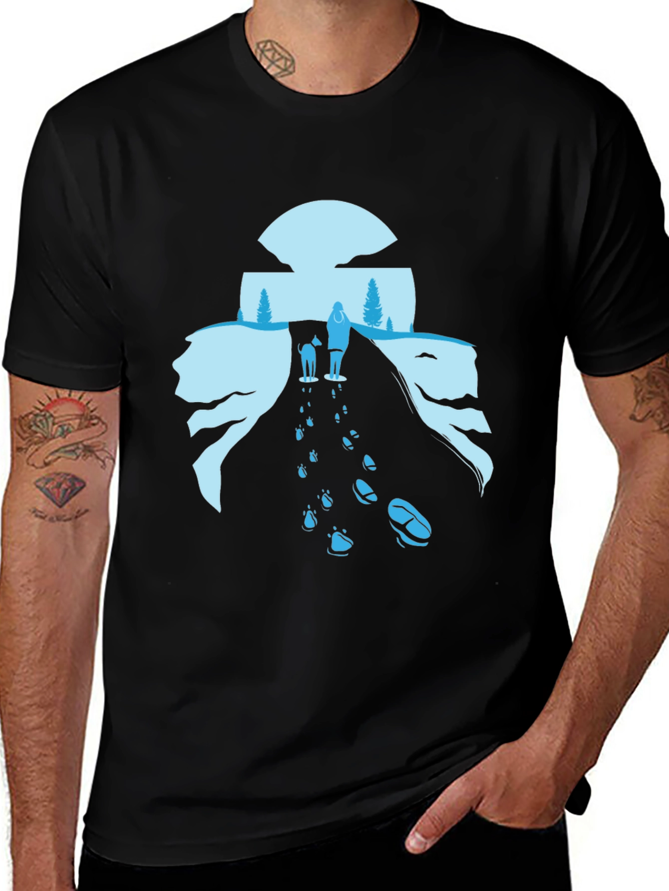 Nature Walk Graphic Tee - Black Cotton Blend