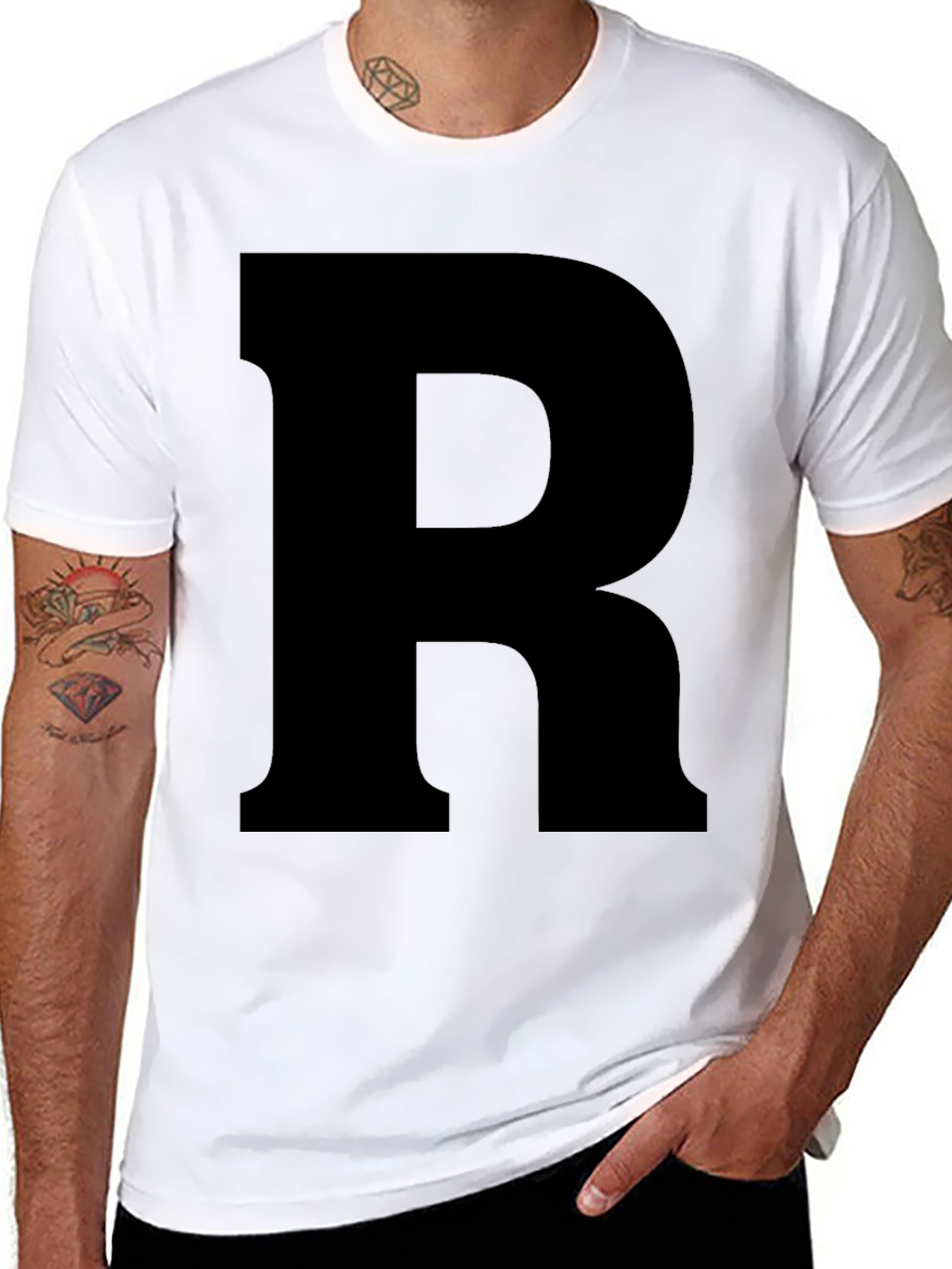 Letter R Graphic Tee - Bold Statement Shirt