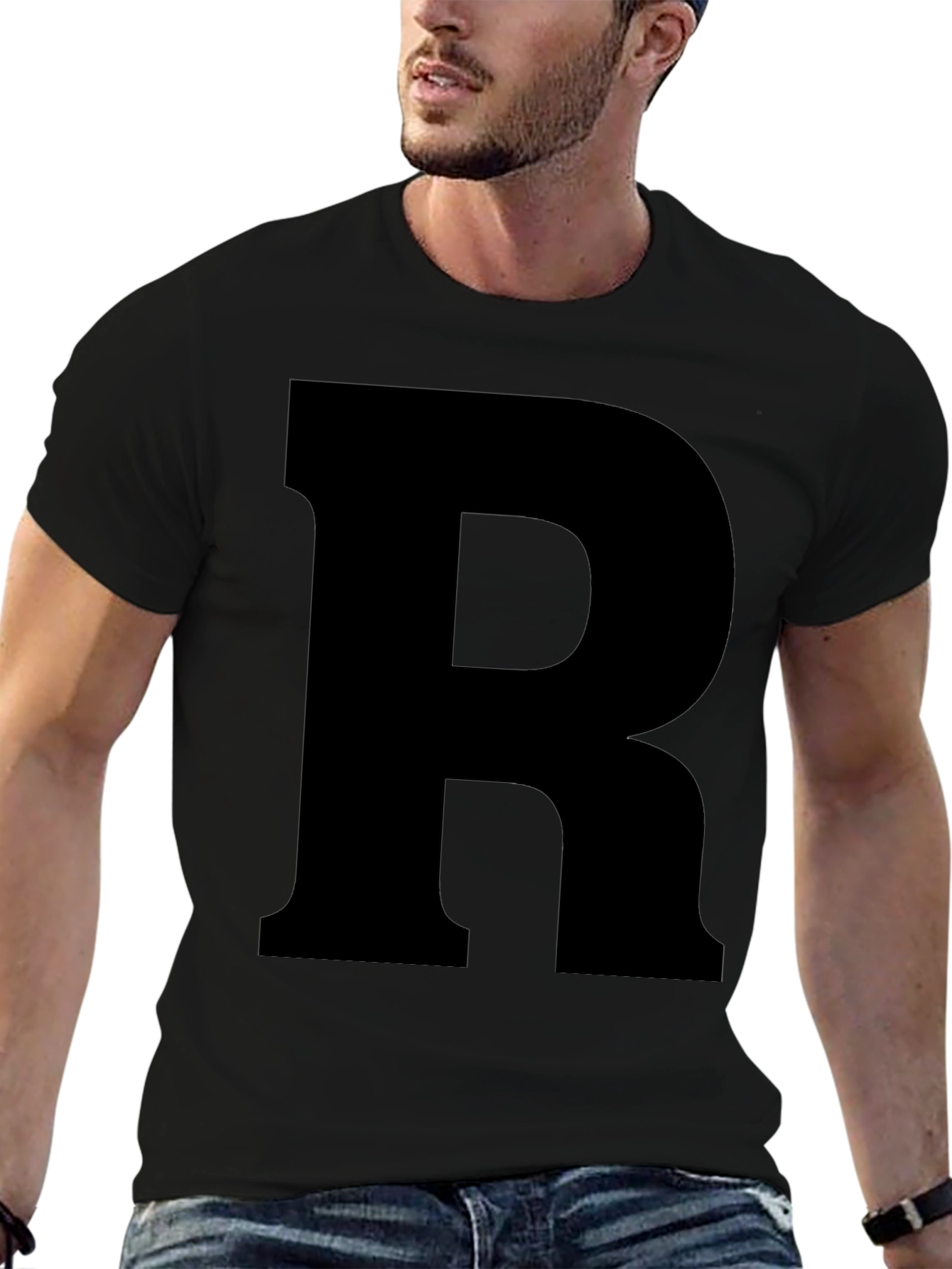 Letter R Graphic Tee - Bold Statement Shirt