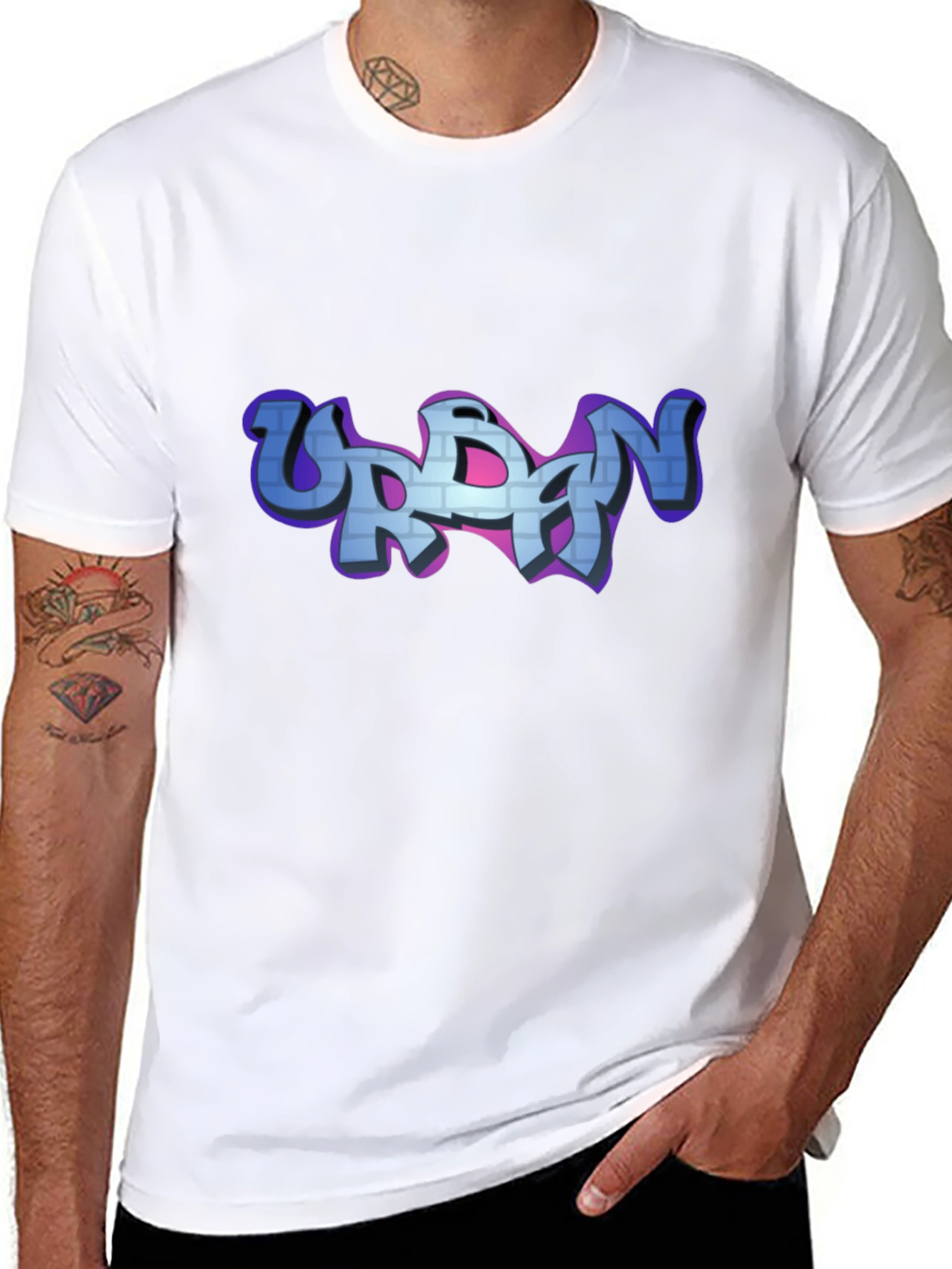 Urban Graffiti Style Graphic Tee - Black