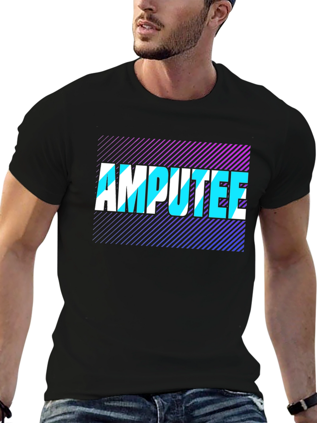 Amputee Graphic Tee - Black Cotton T-Shirt