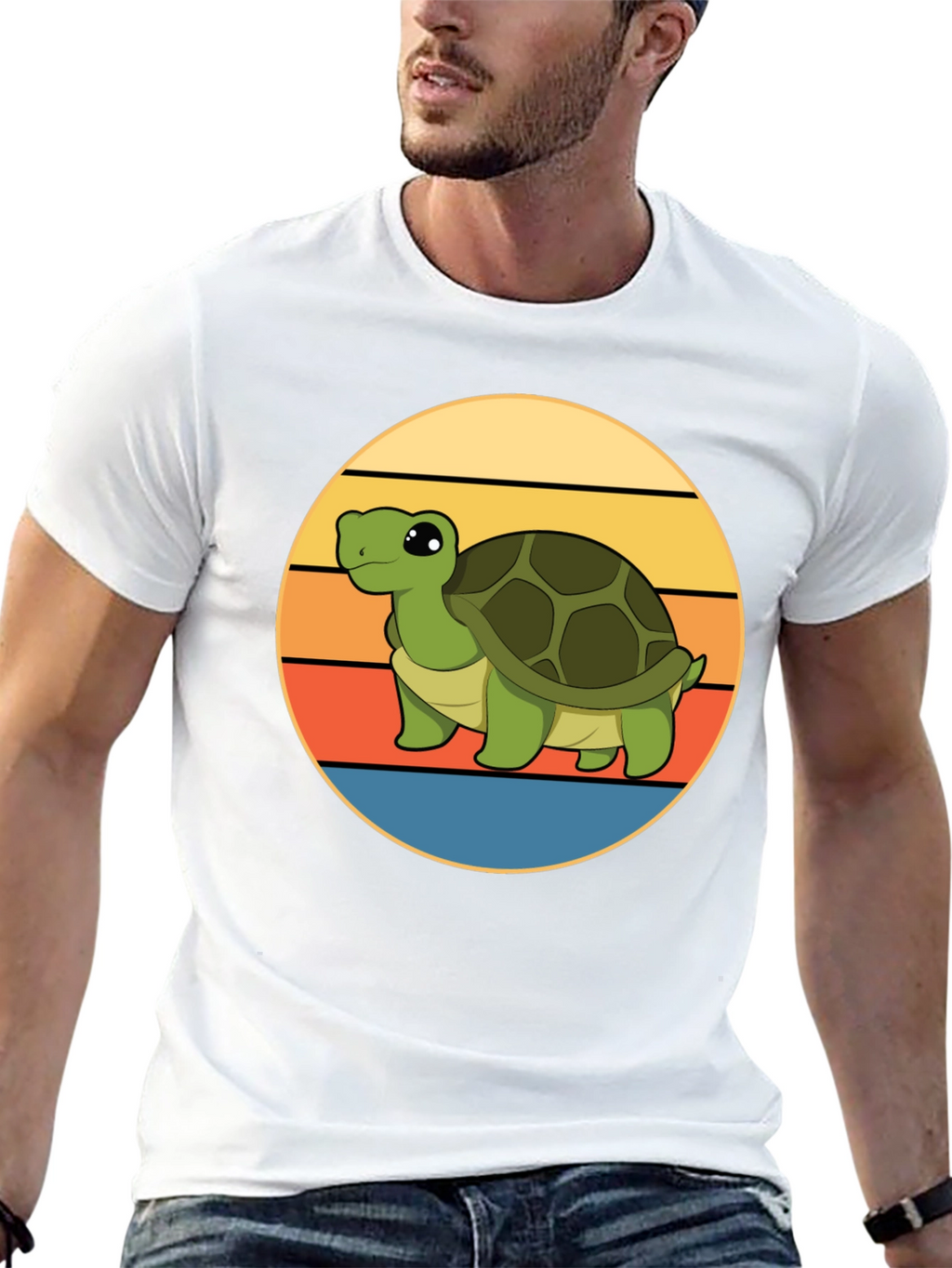 Cute Turtle Sunset Graphic T-Shirt