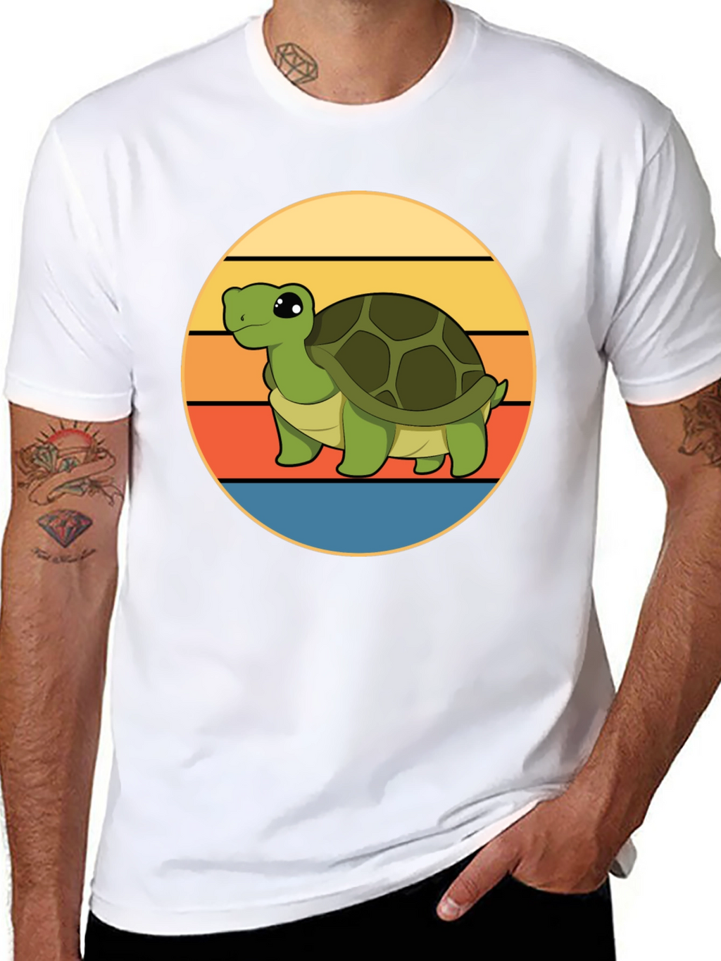 Cute Turtle Sunset Graphic T-Shirt