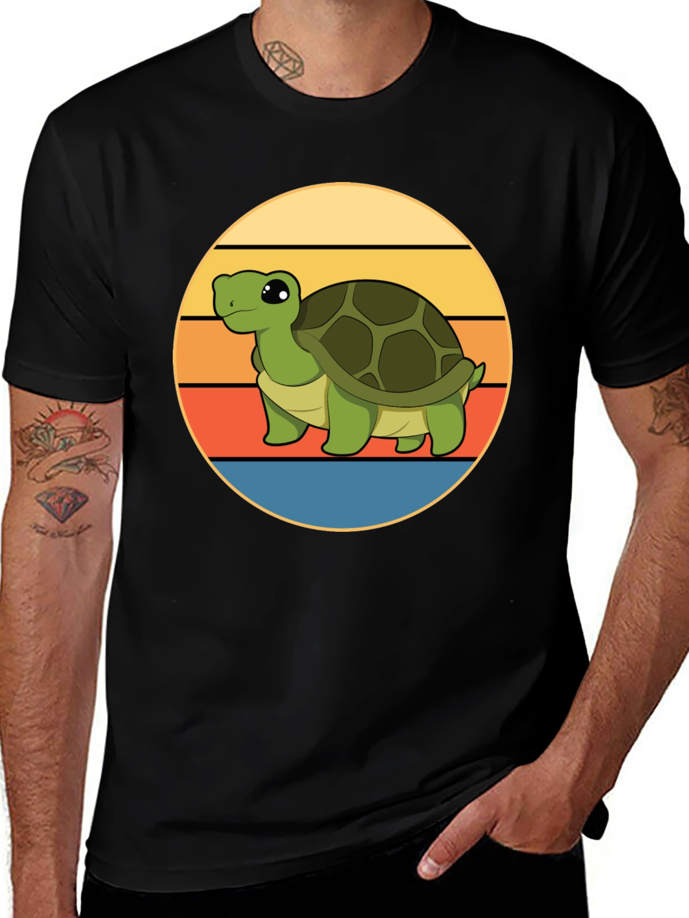 Cute Turtle Sunset Graphic T-Shirt