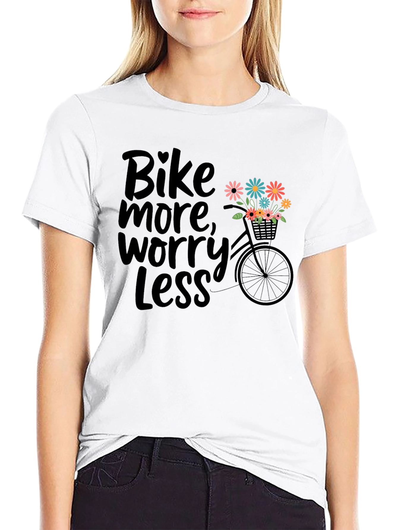 Bike More Worry Less Graphic T-Shirt