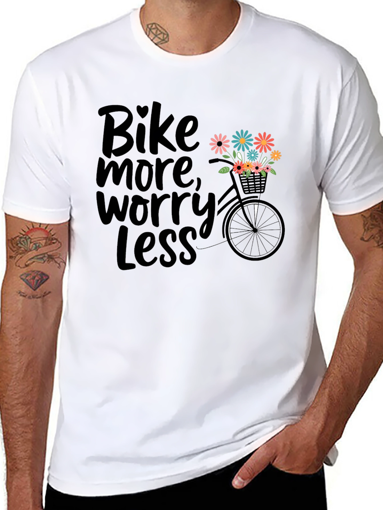 Bike More Worry Less Graphic T-Shirt