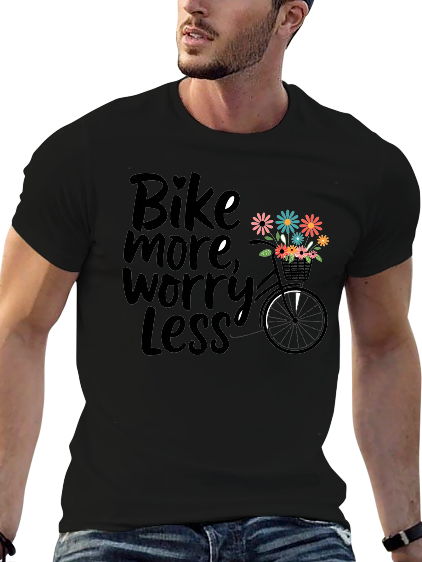 Bike More Worry Less Graphic T-Shirt