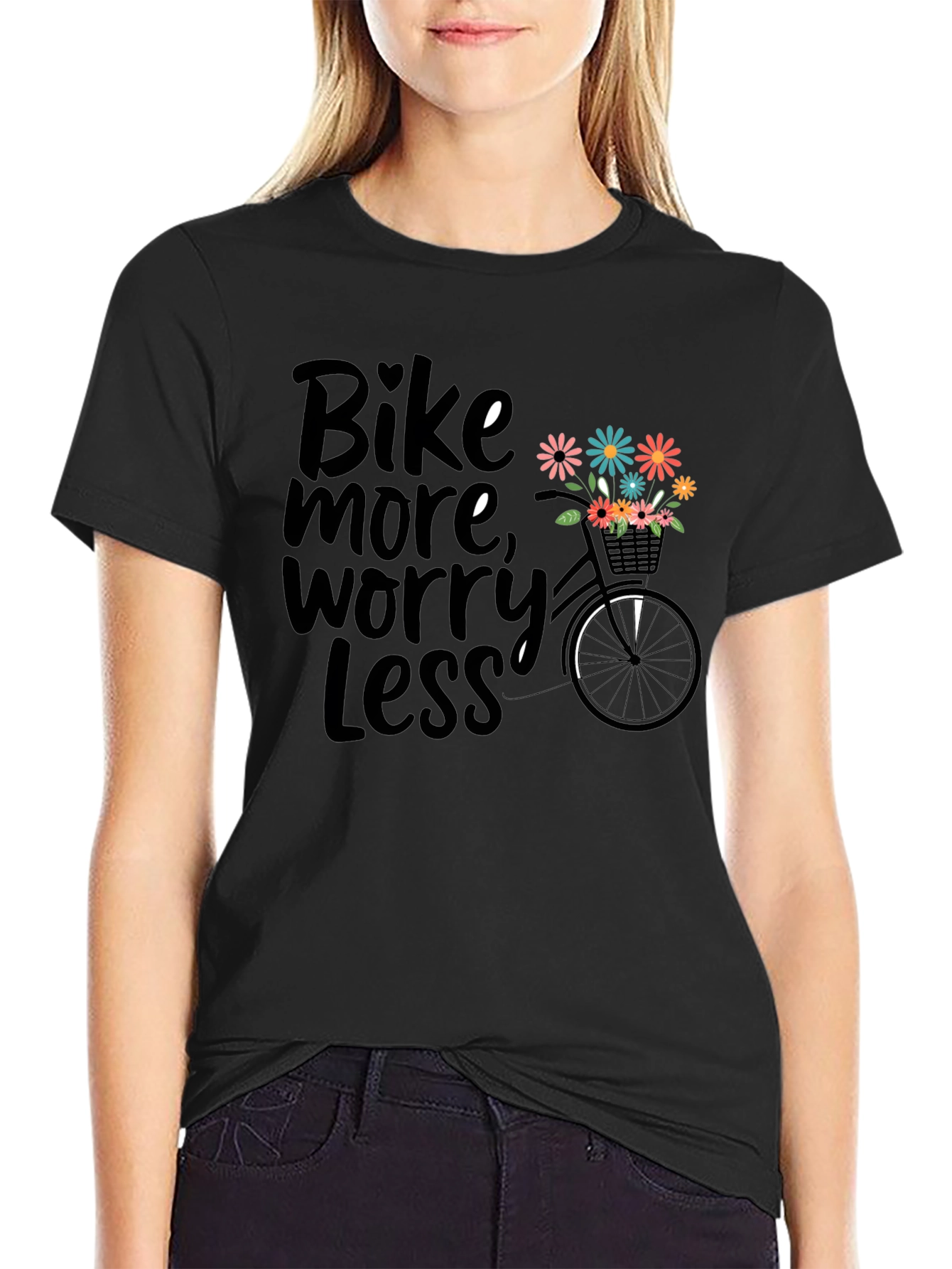 Bike More Worry Less Graphic T-Shirt