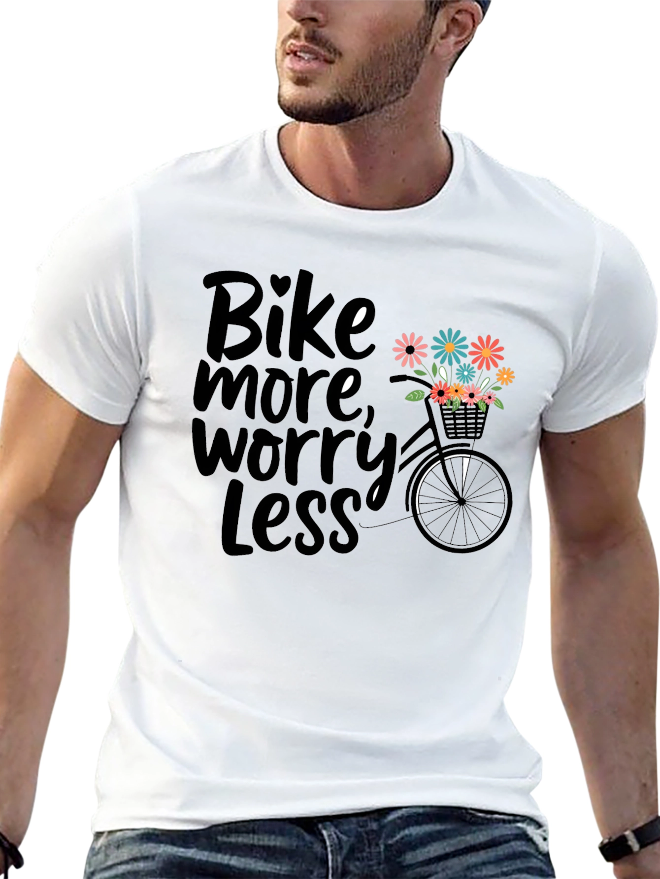 Bike More Worry Less Graphic T-Shirt
