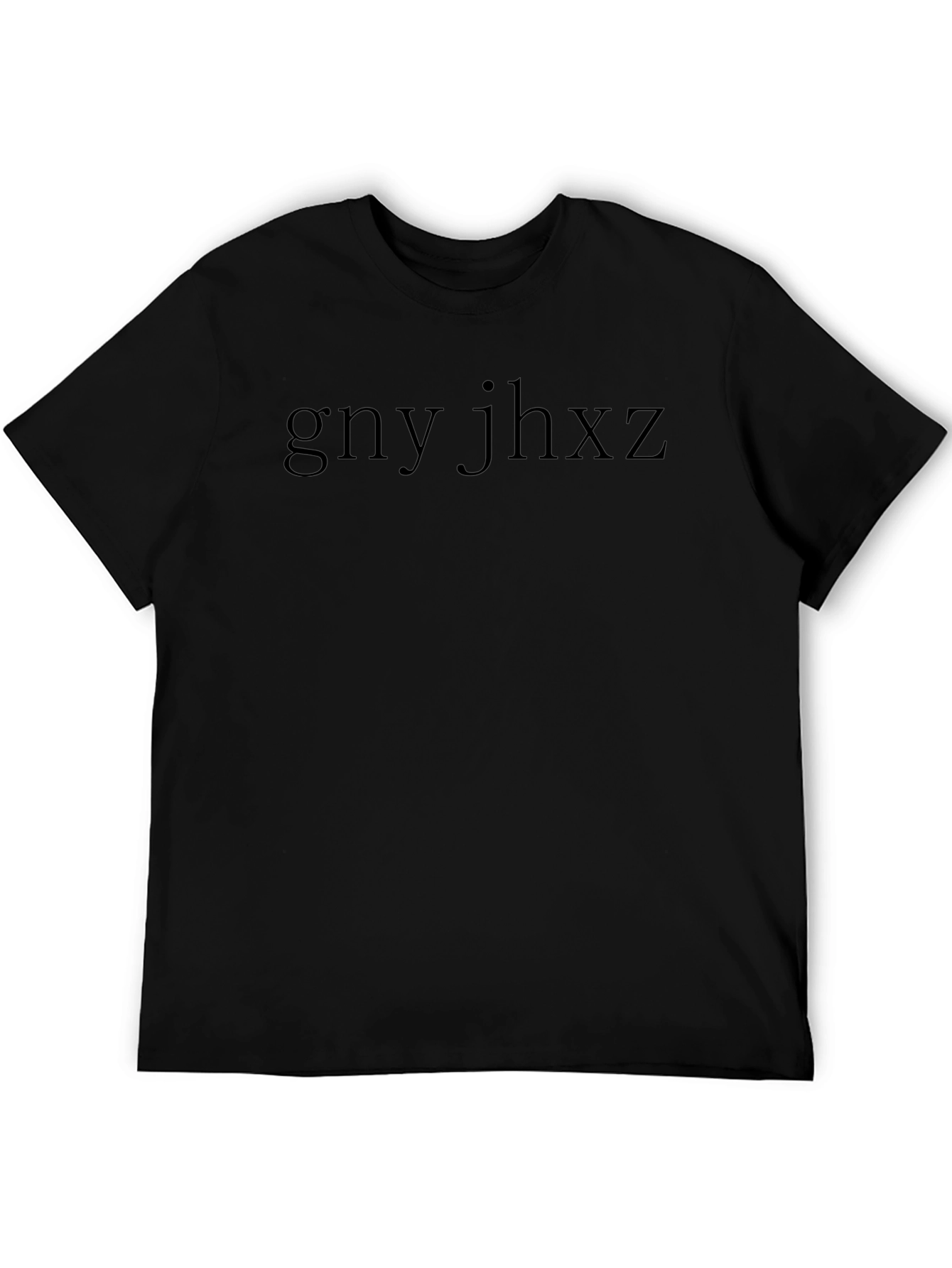 Black Tee with gny jhxz Graphic Print