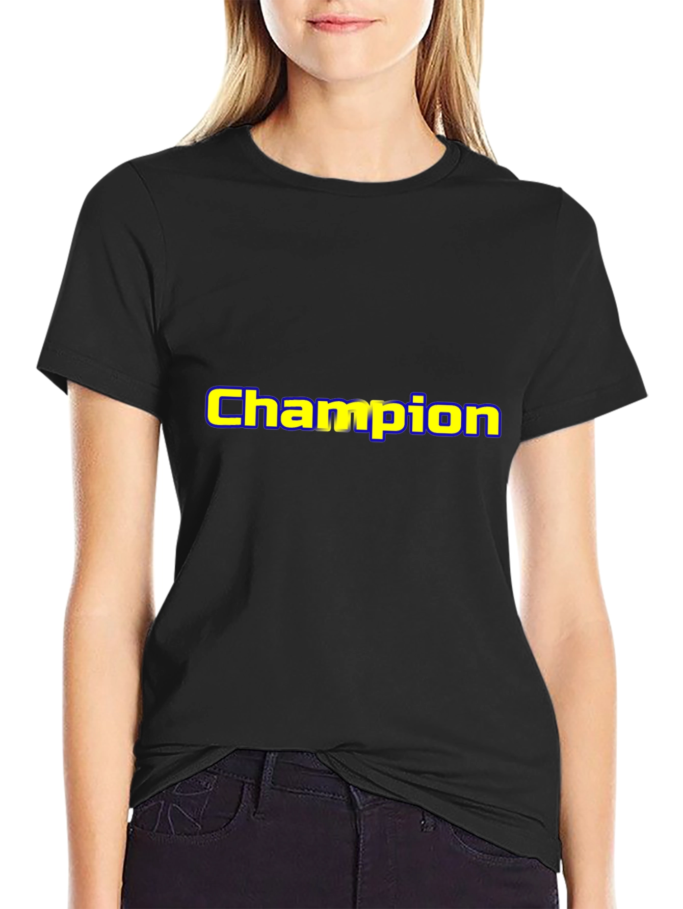 Champion Graphic Tee - Black Cotton Blend