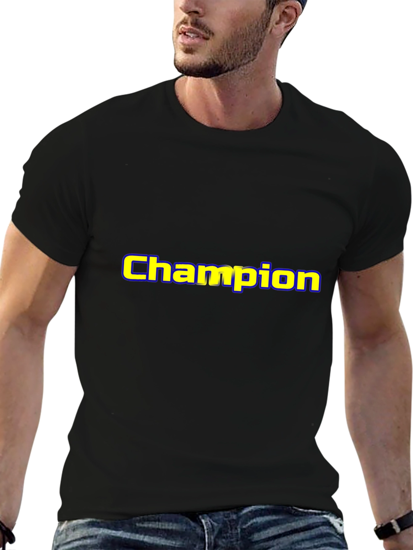 Champion Graphic Tee - Black Cotton Blend
