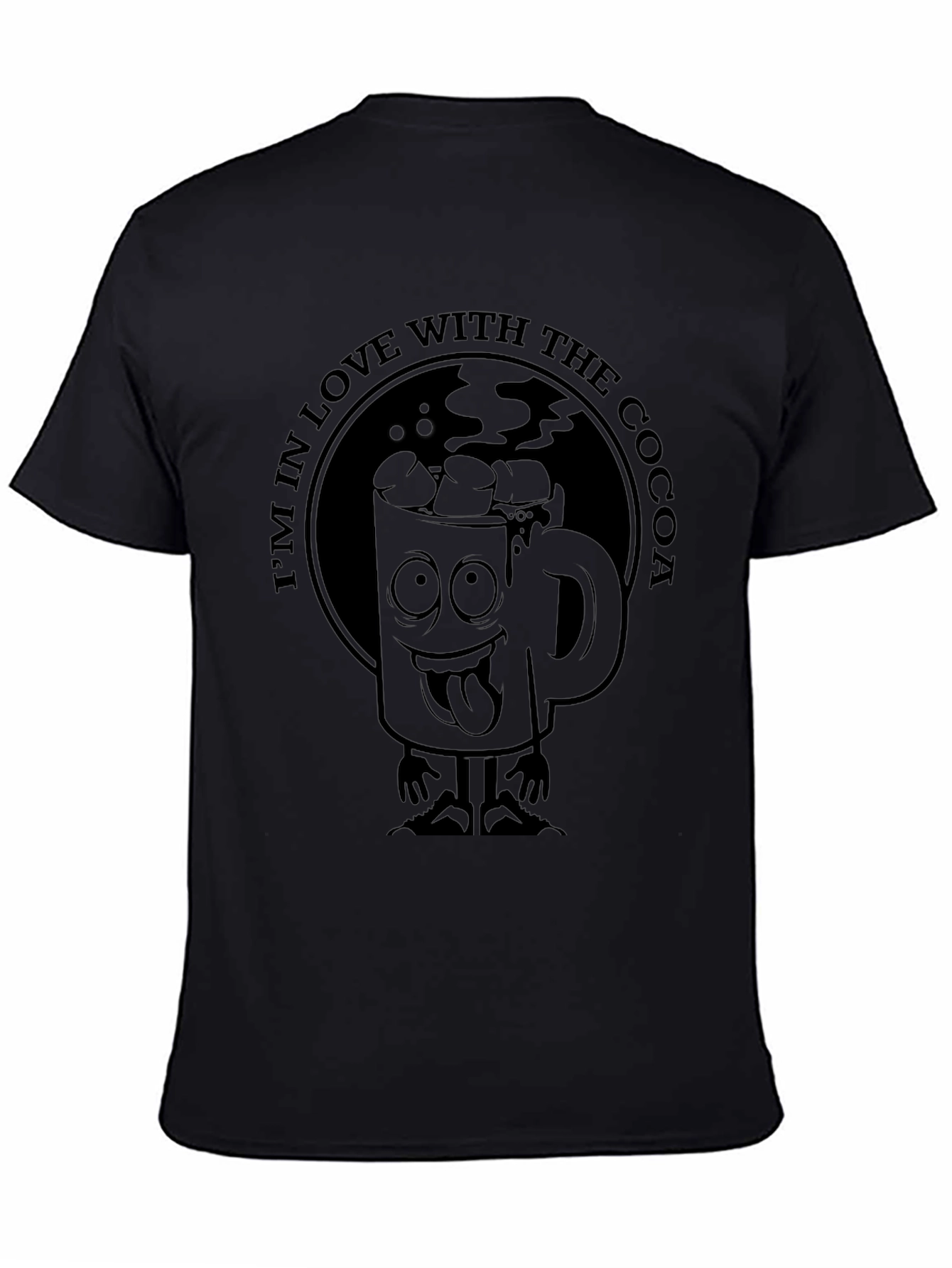 Cocoa Lovers Black T-Shirt - Cartoon Mug Graphic Tee