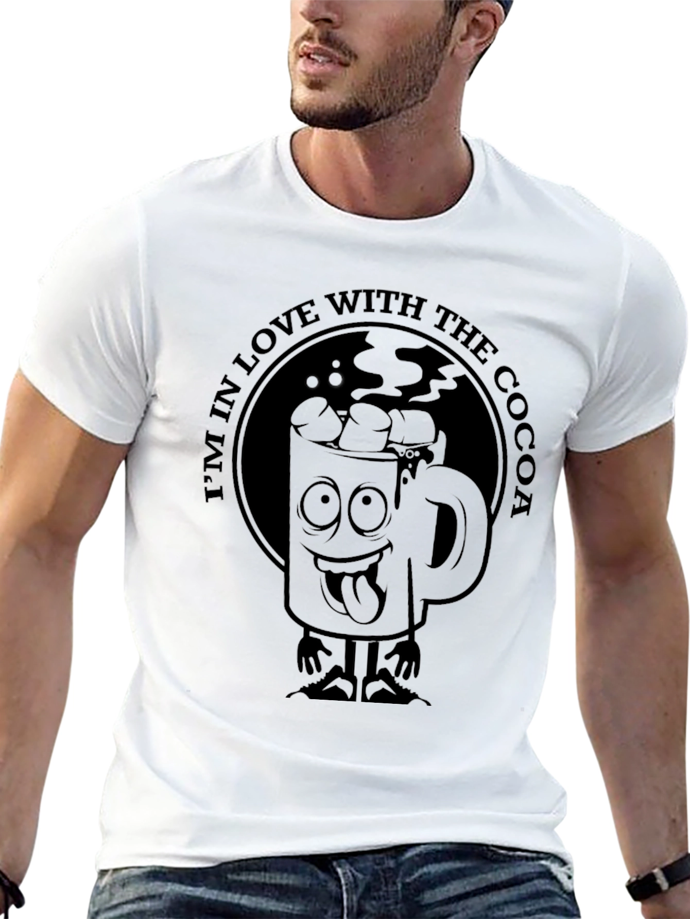 Cocoa Lovers Black T-Shirt - Cartoon Mug Graphic Tee