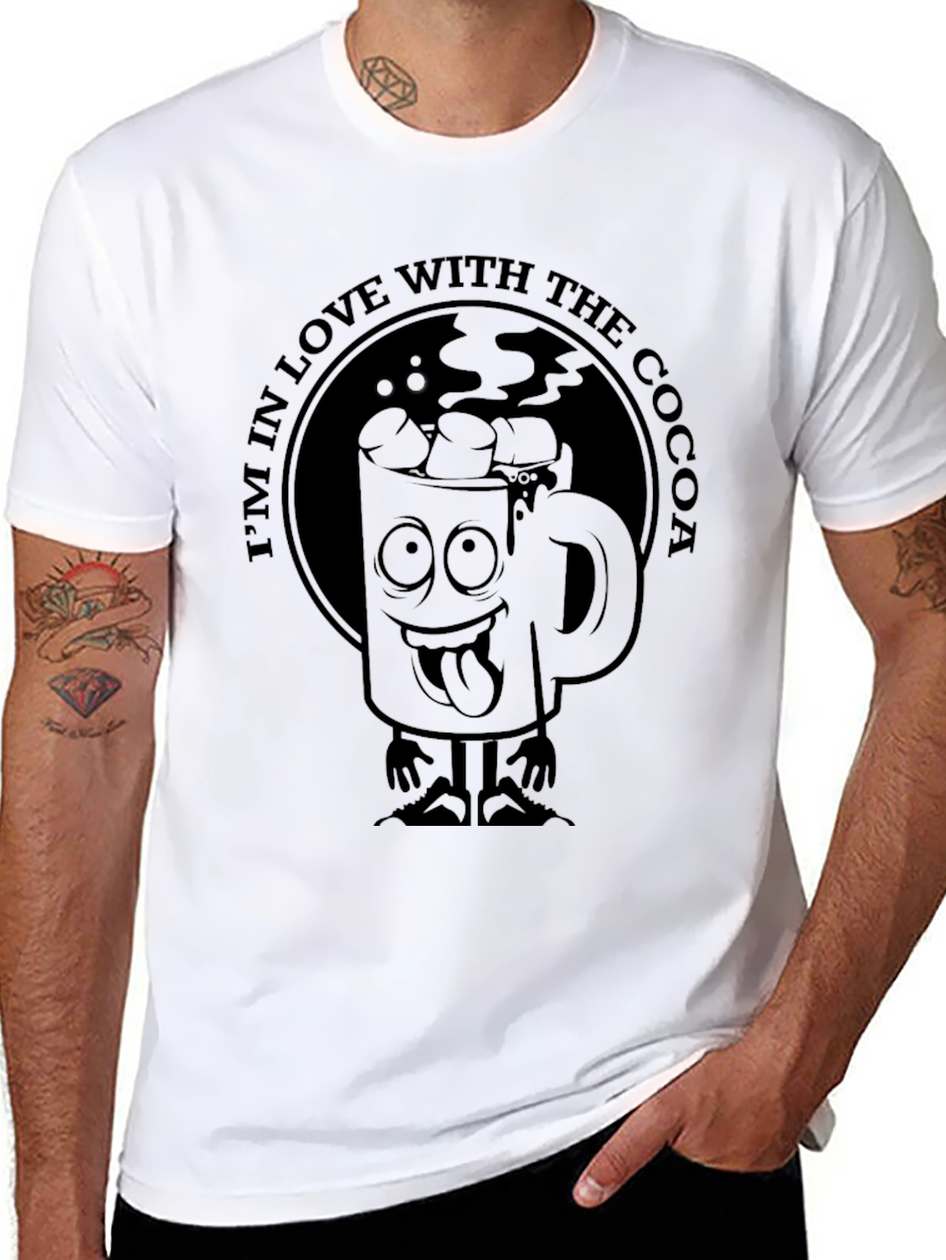 Cocoa Lovers Black T-Shirt - Cartoon Mug Graphic Tee