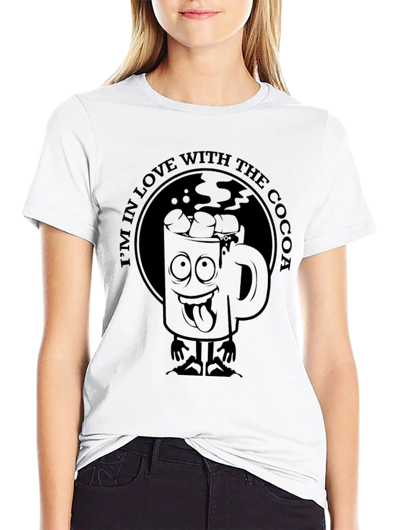 Cocoa Lovers Black T-Shirt - Cartoon Mug Graphic Tee