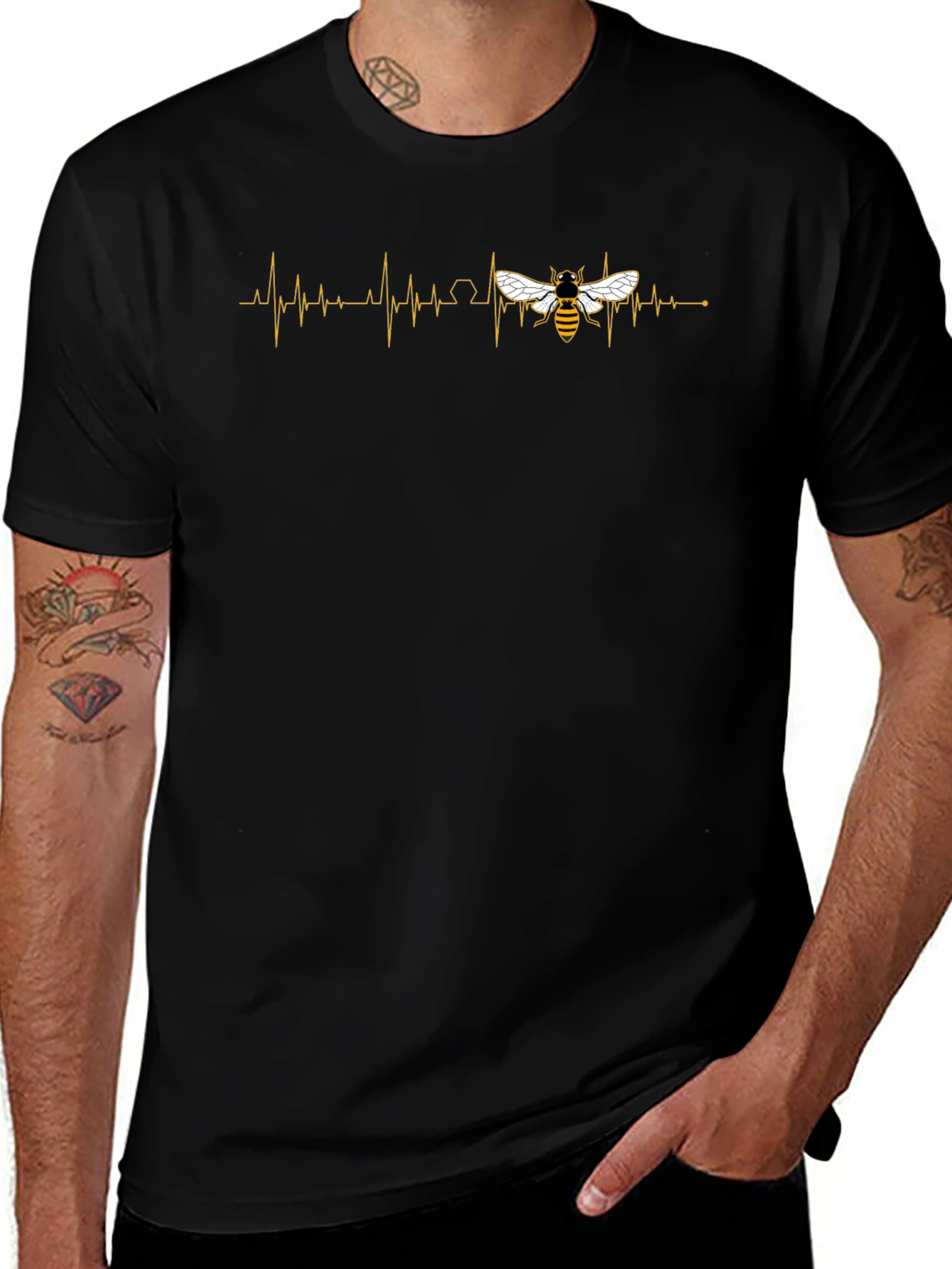 Bee Heartbeat Graphic Tee - Stylish Comfort