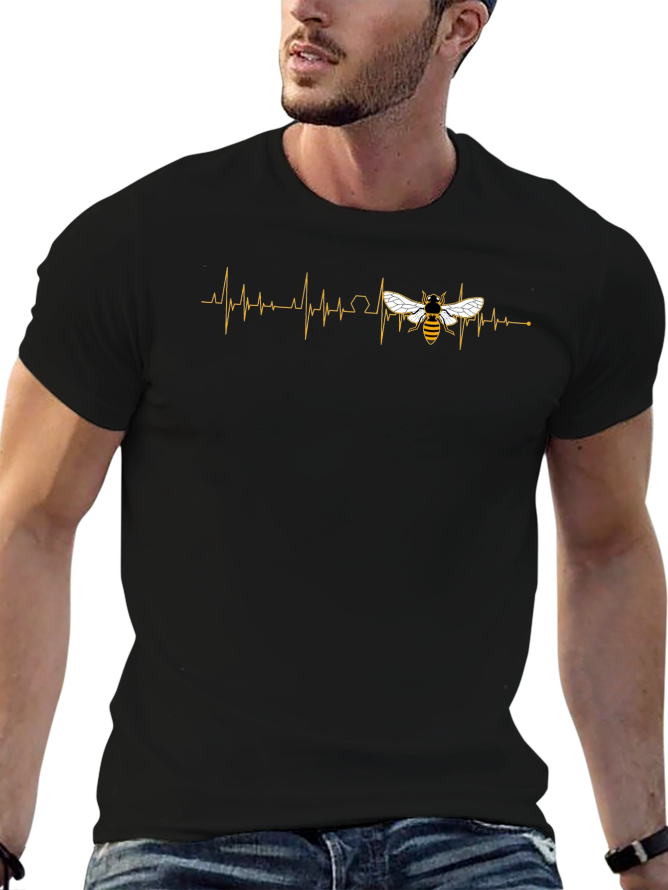 Bee Heartbeat Graphic Tee - Stylish Comfort