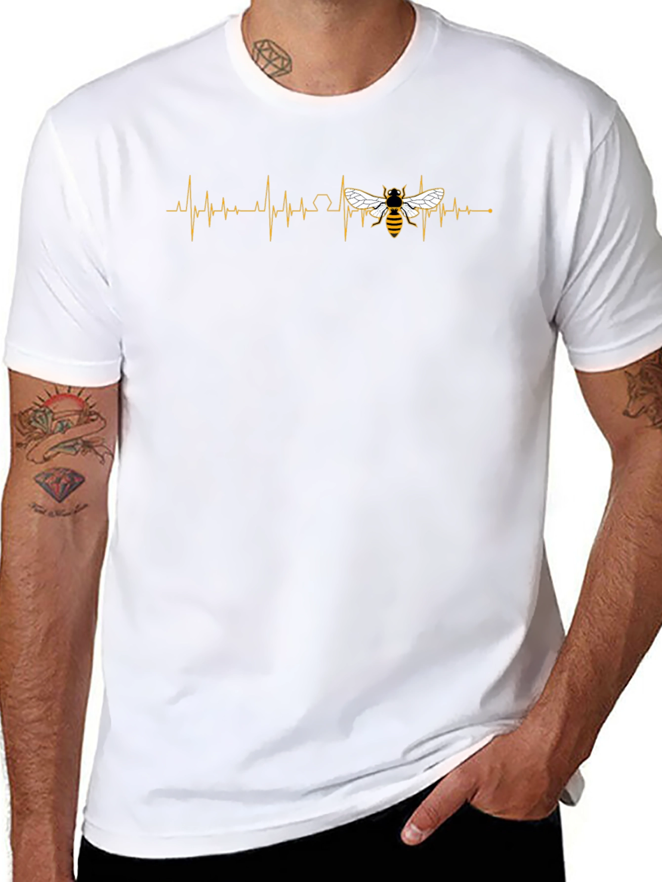 Bee Heartbeat Graphic Tee - Stylish Comfort