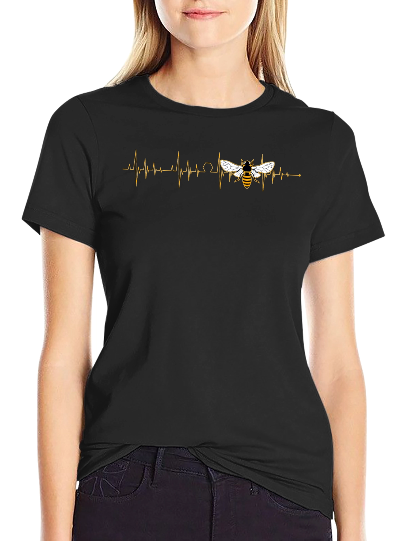 Bee Heartbeat Graphic Tee - Stylish Comfort