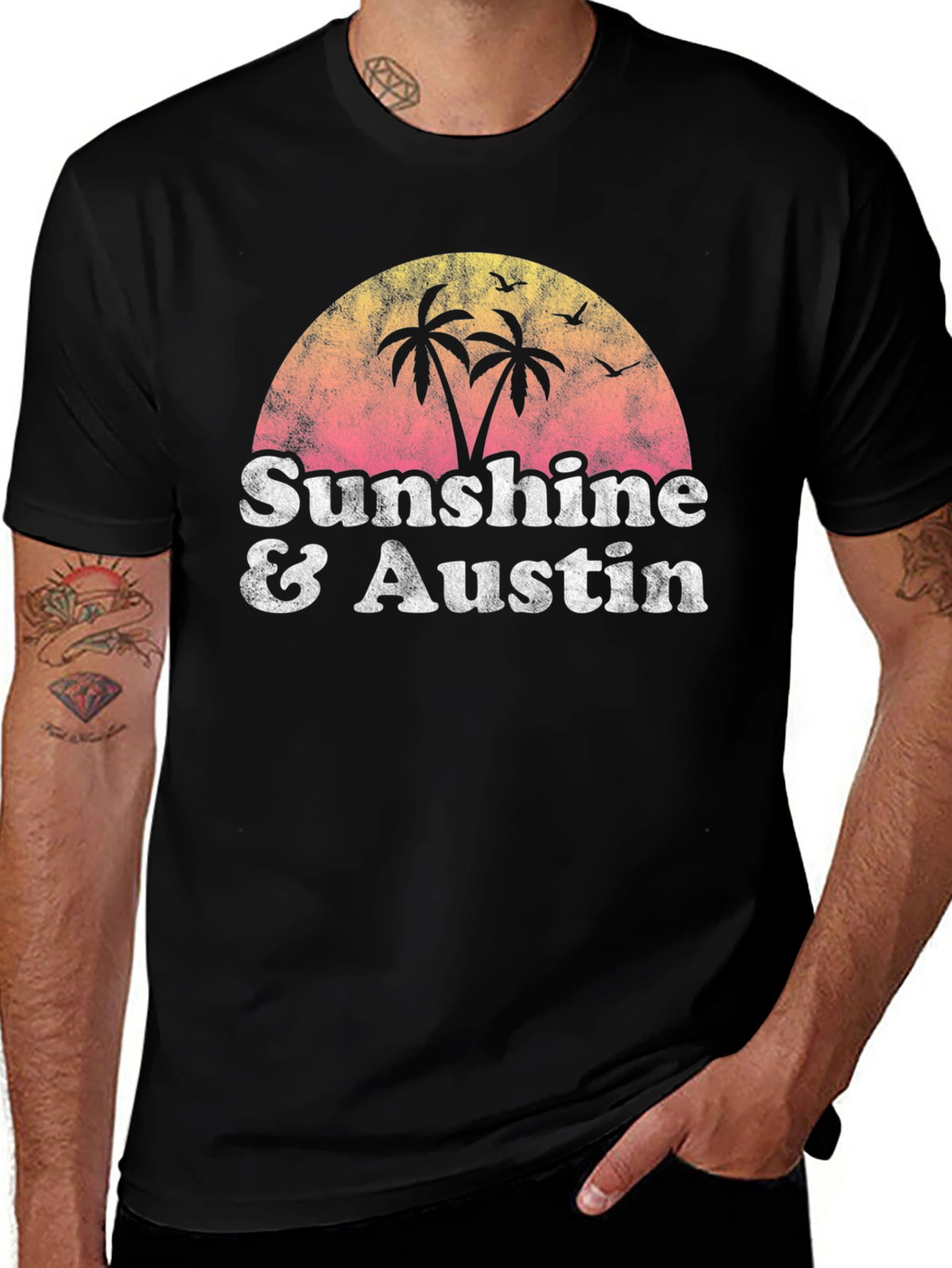 Sunshine & Austin Graphic Tee - Retro Style