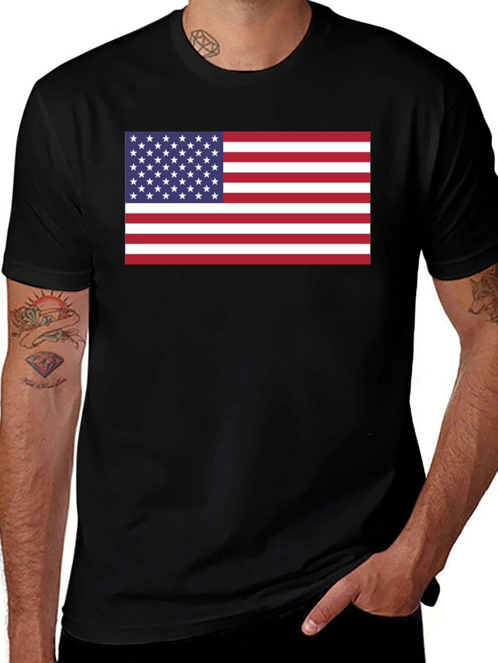 American Flag Graphic Black T-Shirt