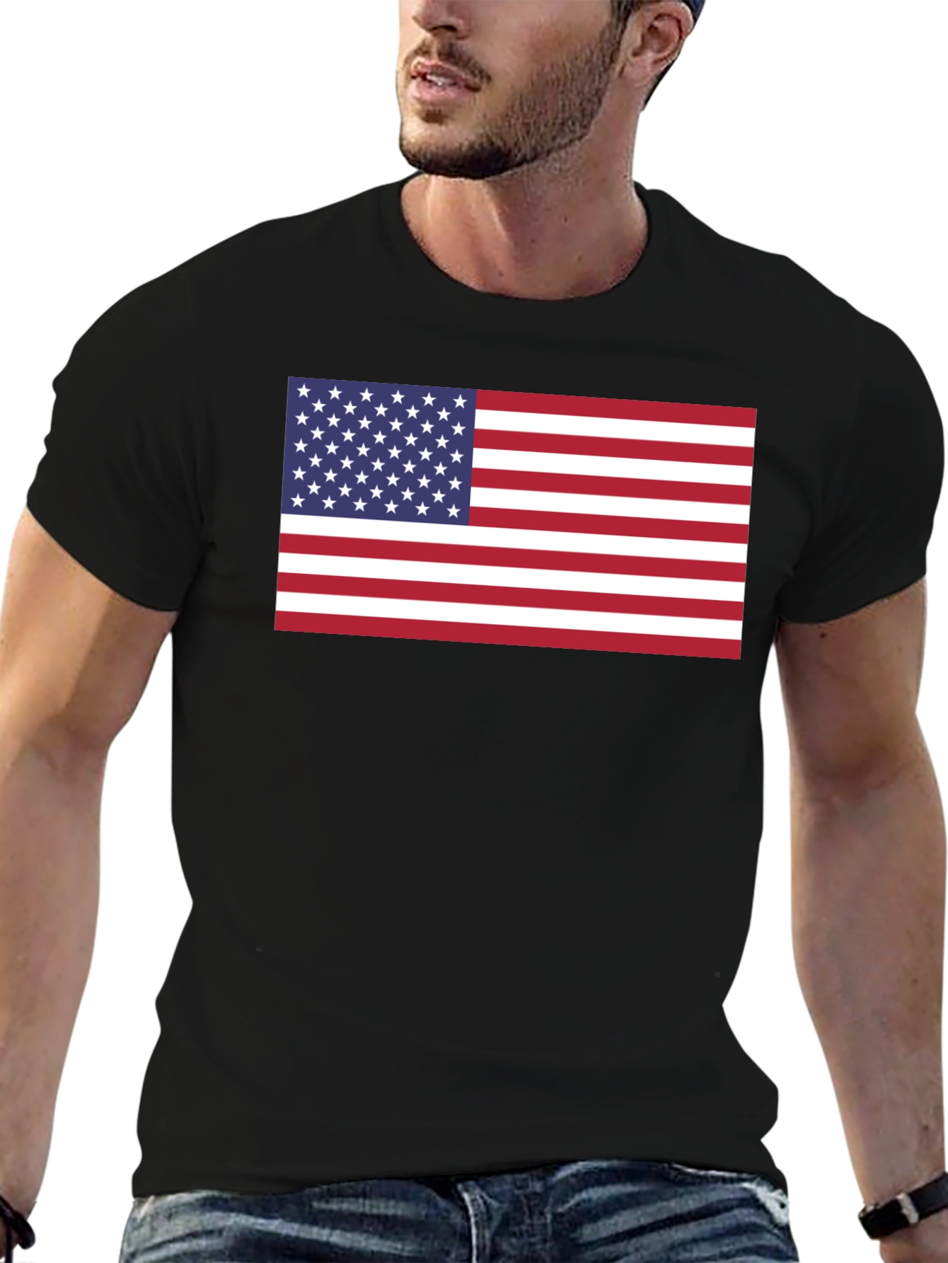 American Flag Graphic Black T-Shirt