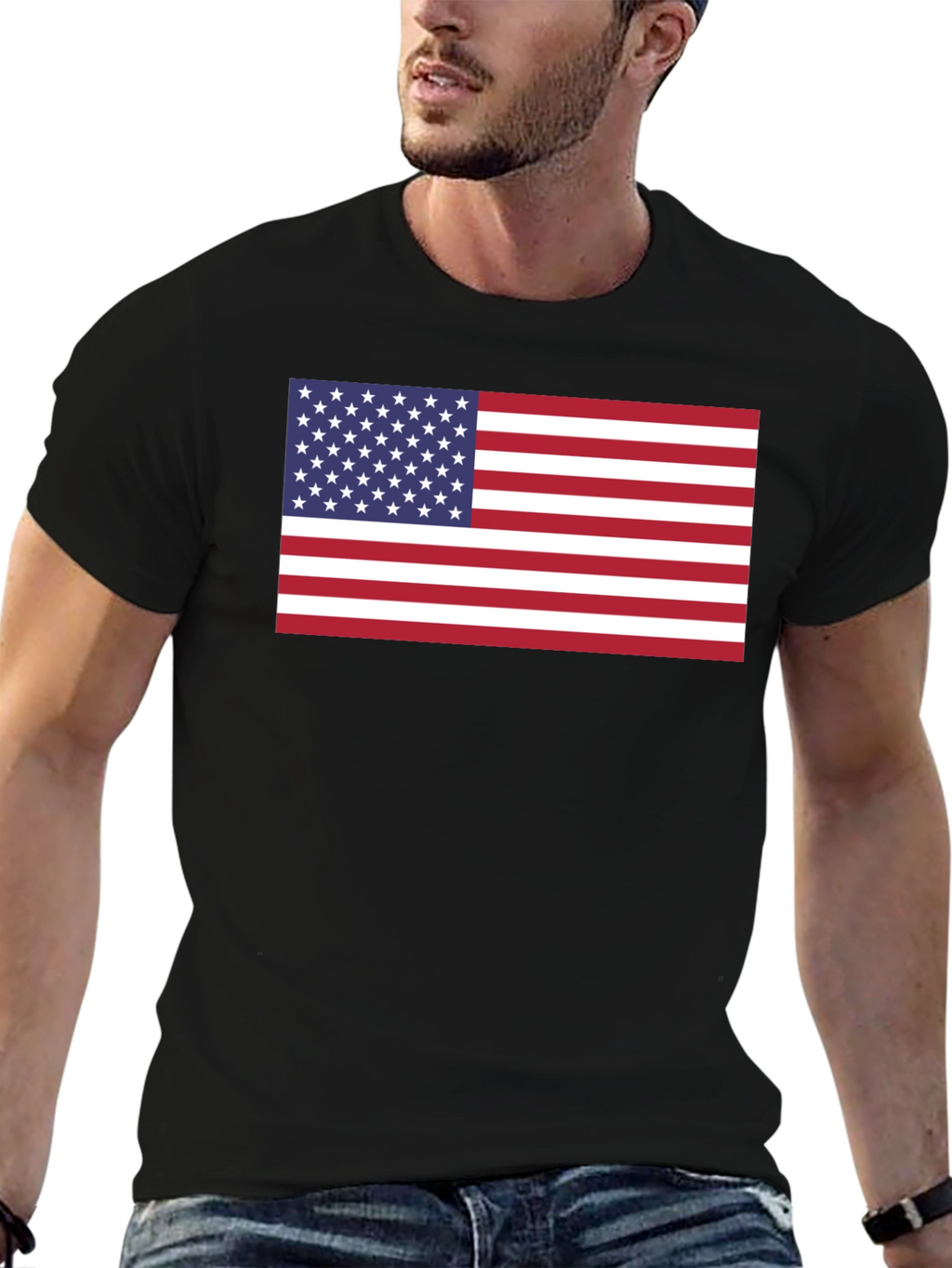 American Flag Graphic Black T-Shirt