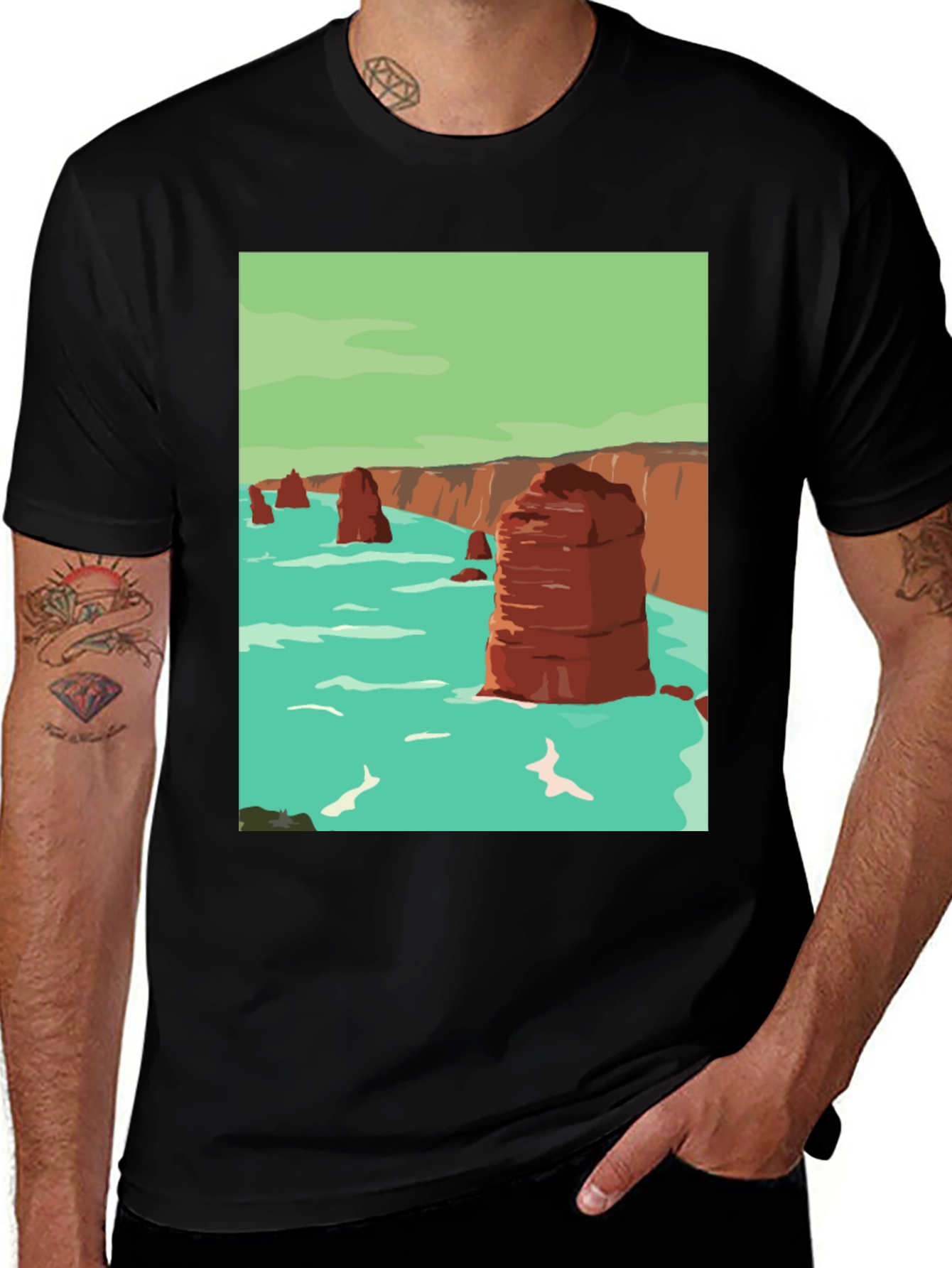 Coastal Cliffs Graphic Tee - Black