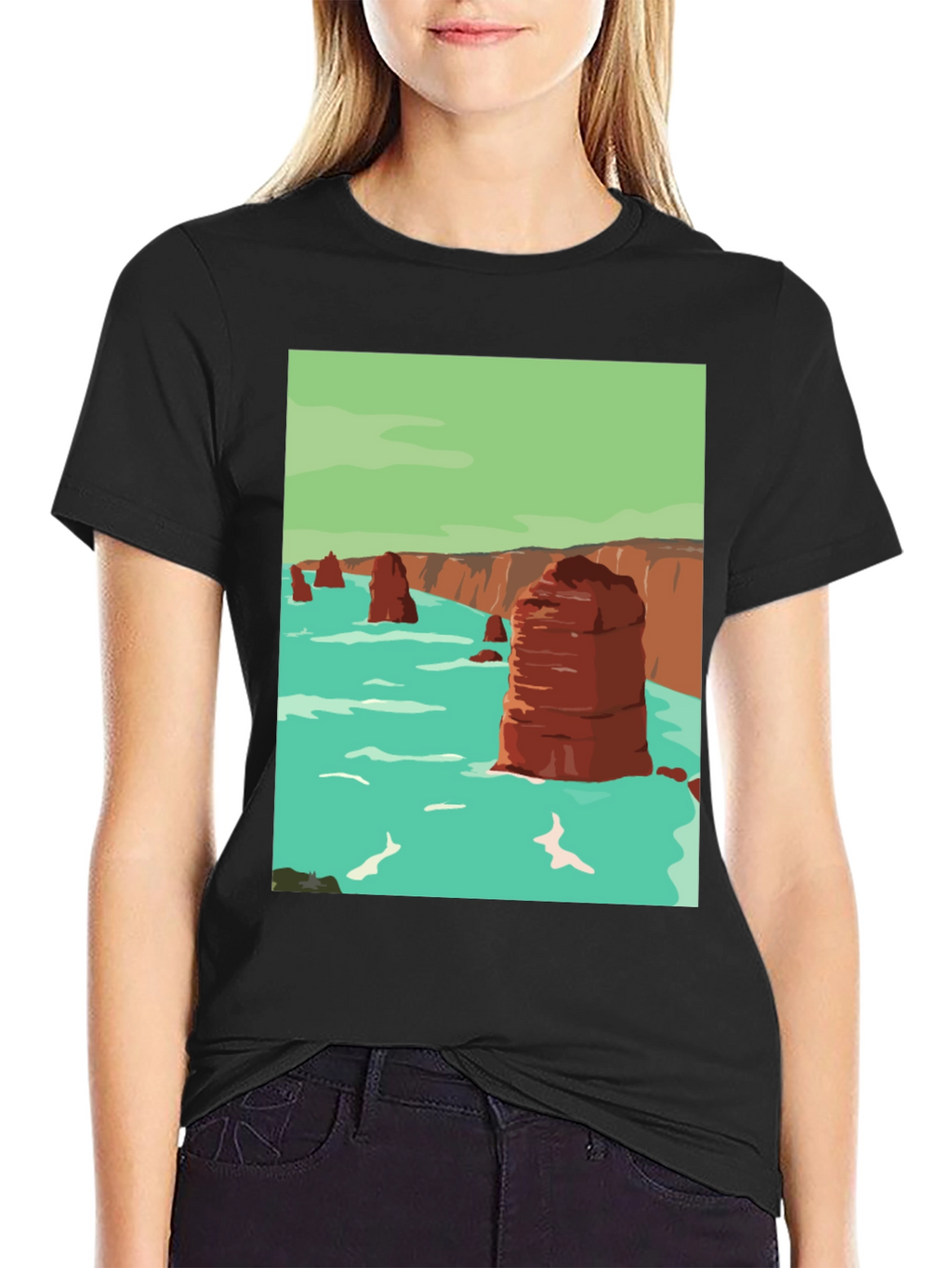 Coastal Cliffs Graphic Tee - Black