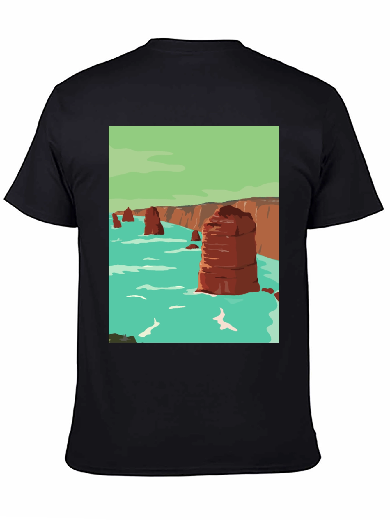 Coastal Cliffs Graphic Tee - Black