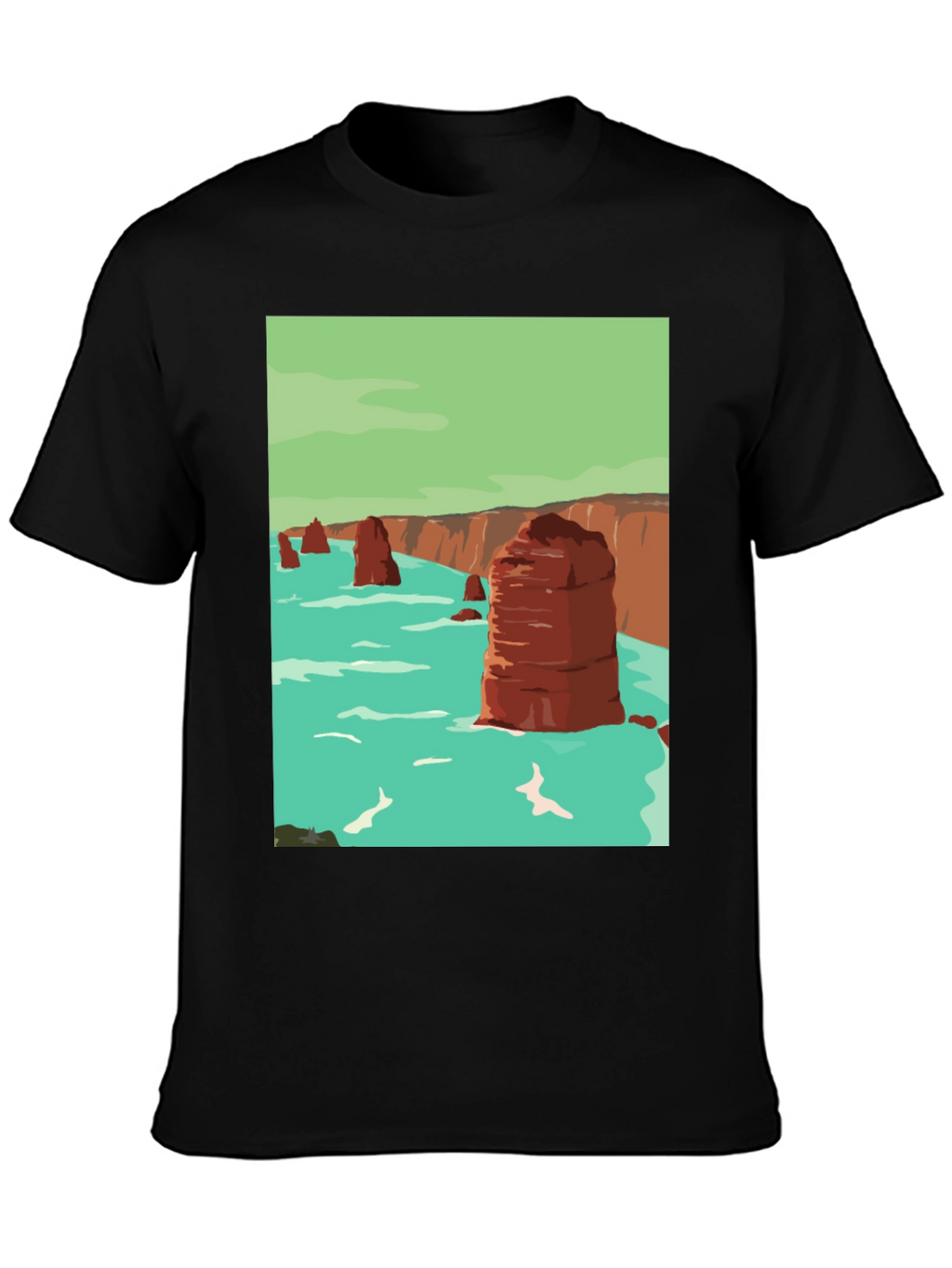 Coastal Cliffs Graphic Tee - Black