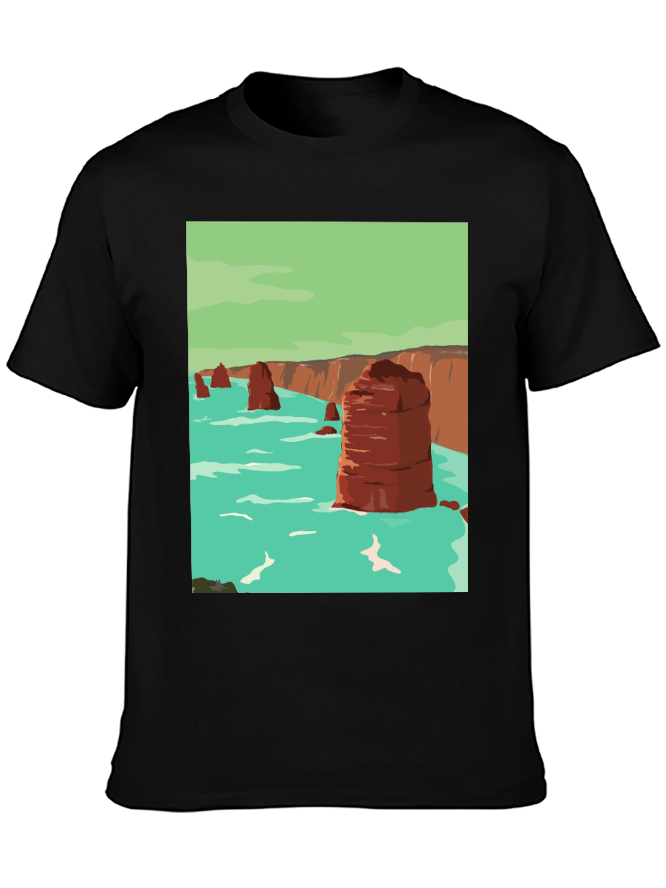 Coastal Cliffs Graphic Tee - Black