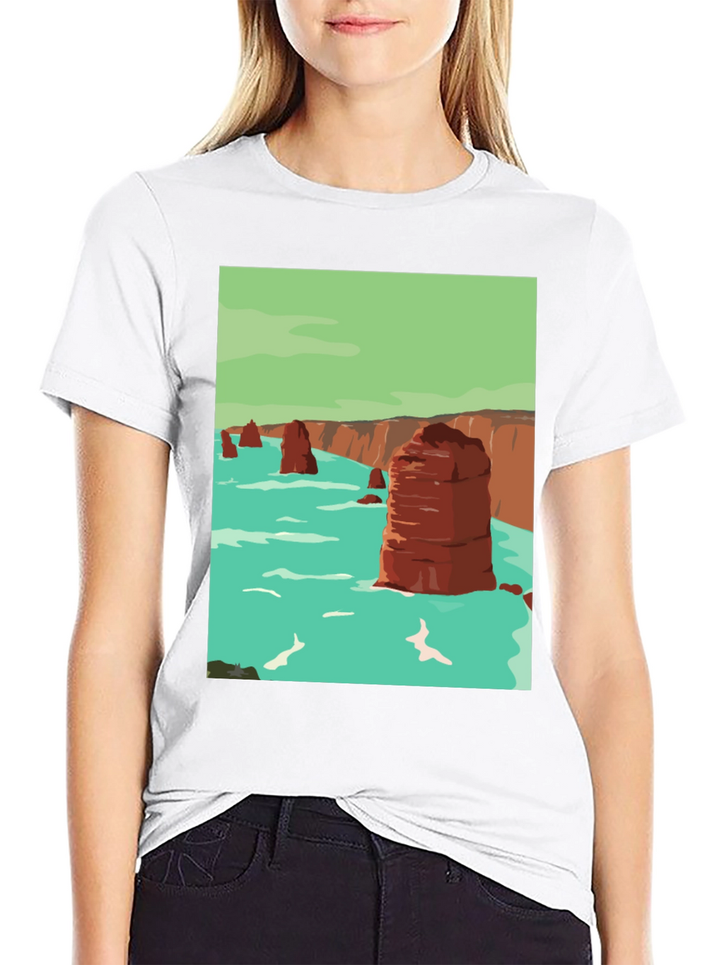 Coastal Cliffs Graphic Tee - Black