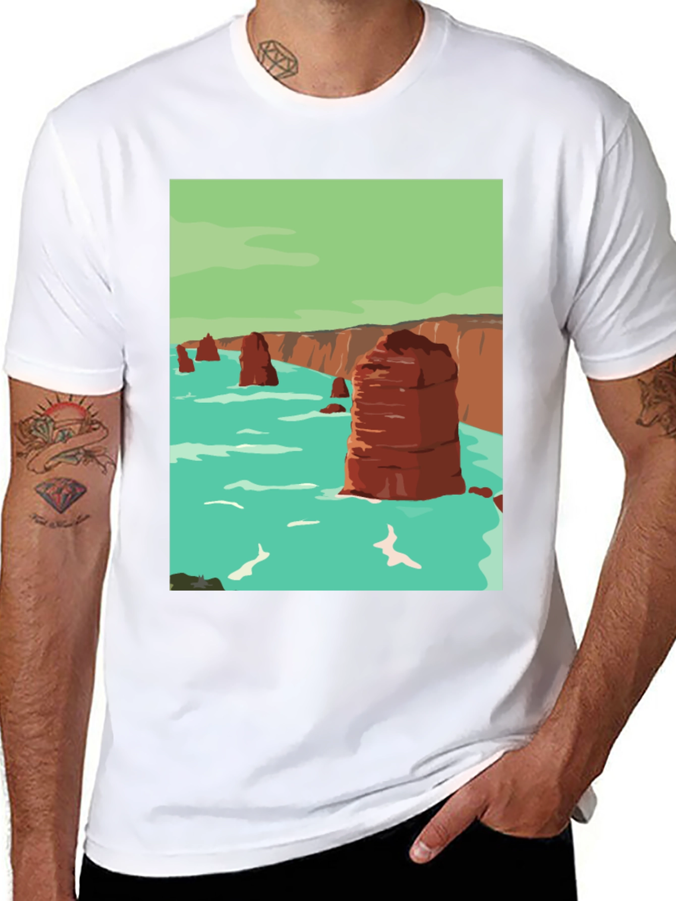 Coastal Cliffs Graphic Tee - Black