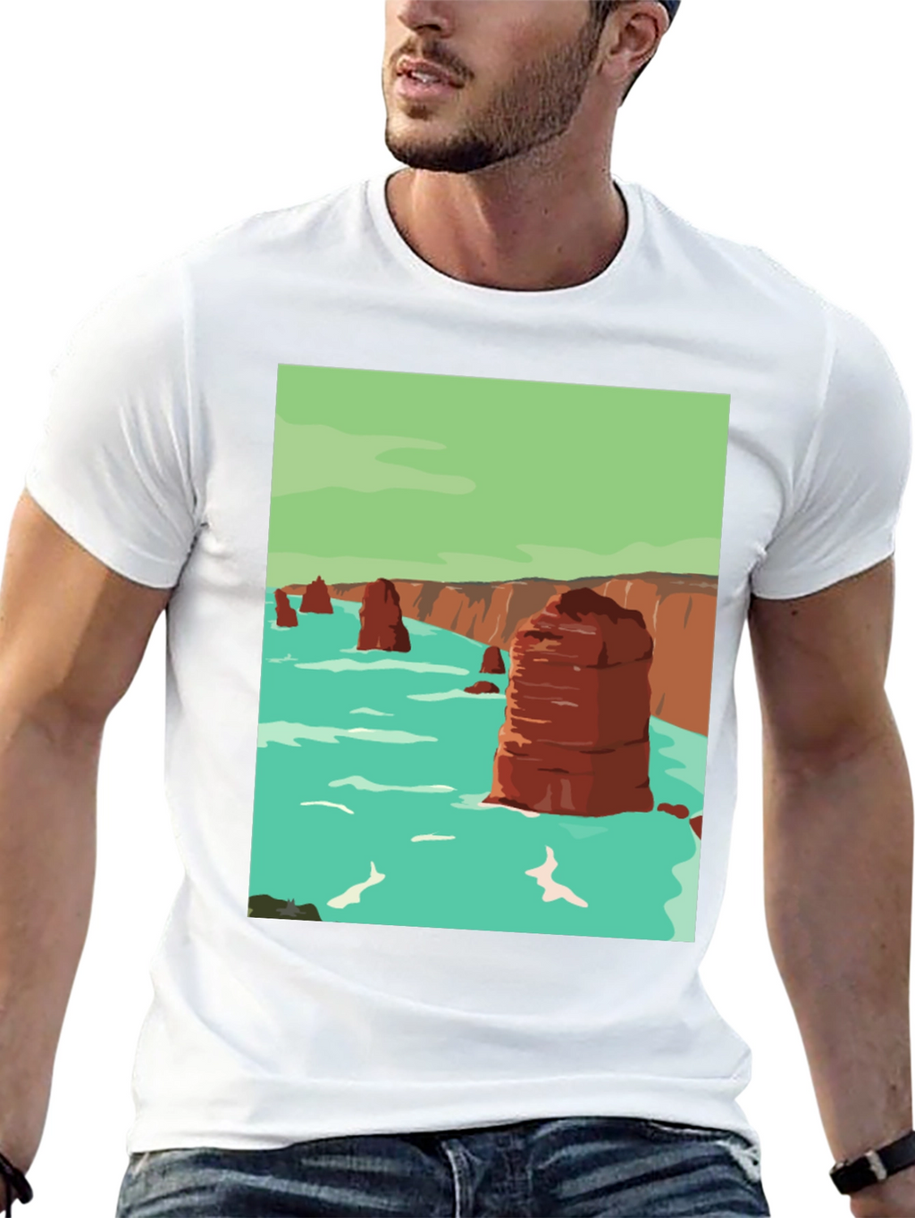 Coastal Cliffs Graphic Tee - Black